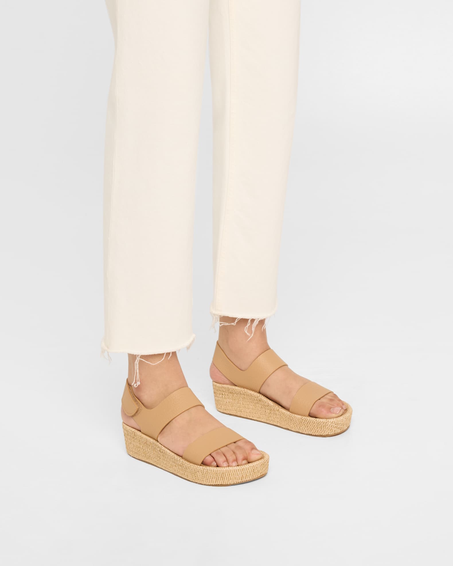Lacey Two Band Flatform Leather Sandals  1