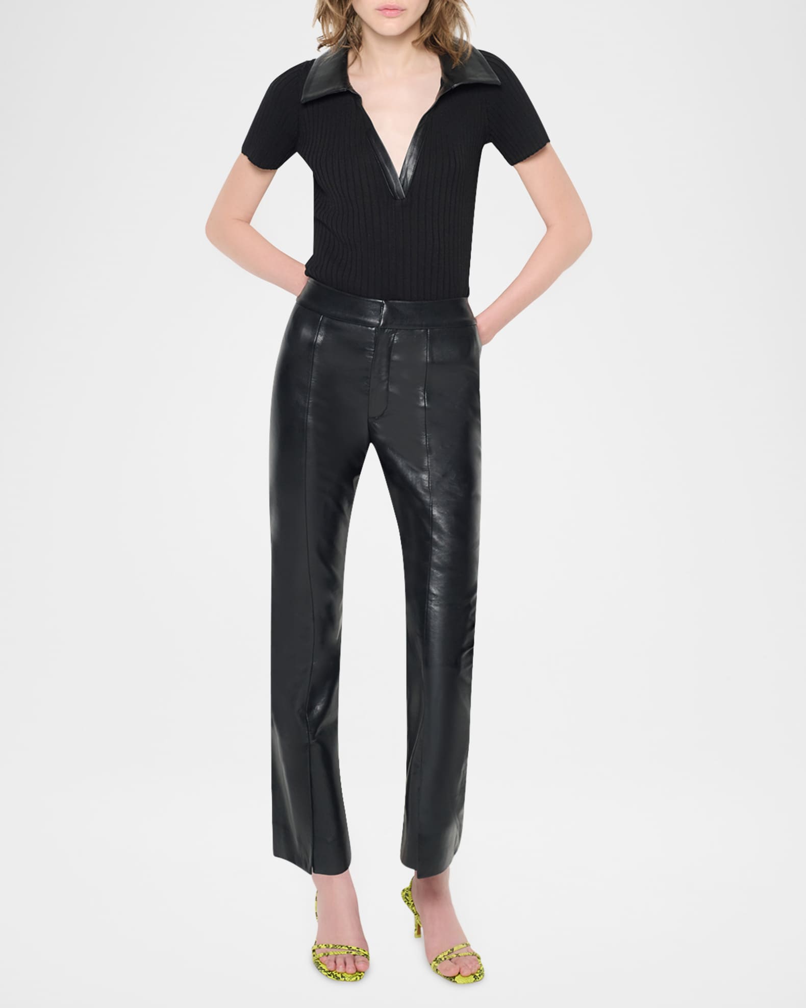 Rowan Recycled Leather Cropped Flare Pants 1