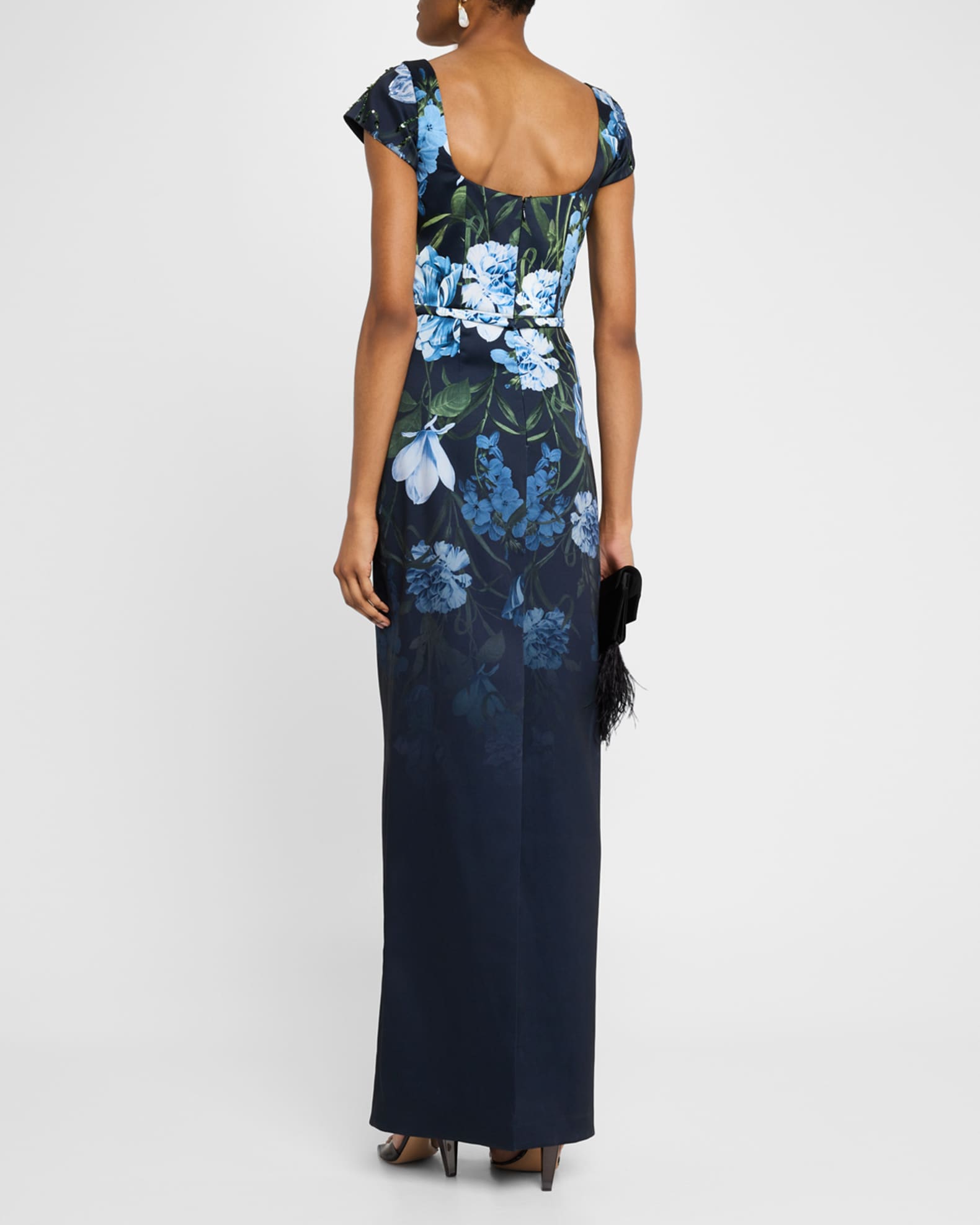 sachin and babi light blue dress Sachin & Babi Grace Sequin Floral-Print Column Gown