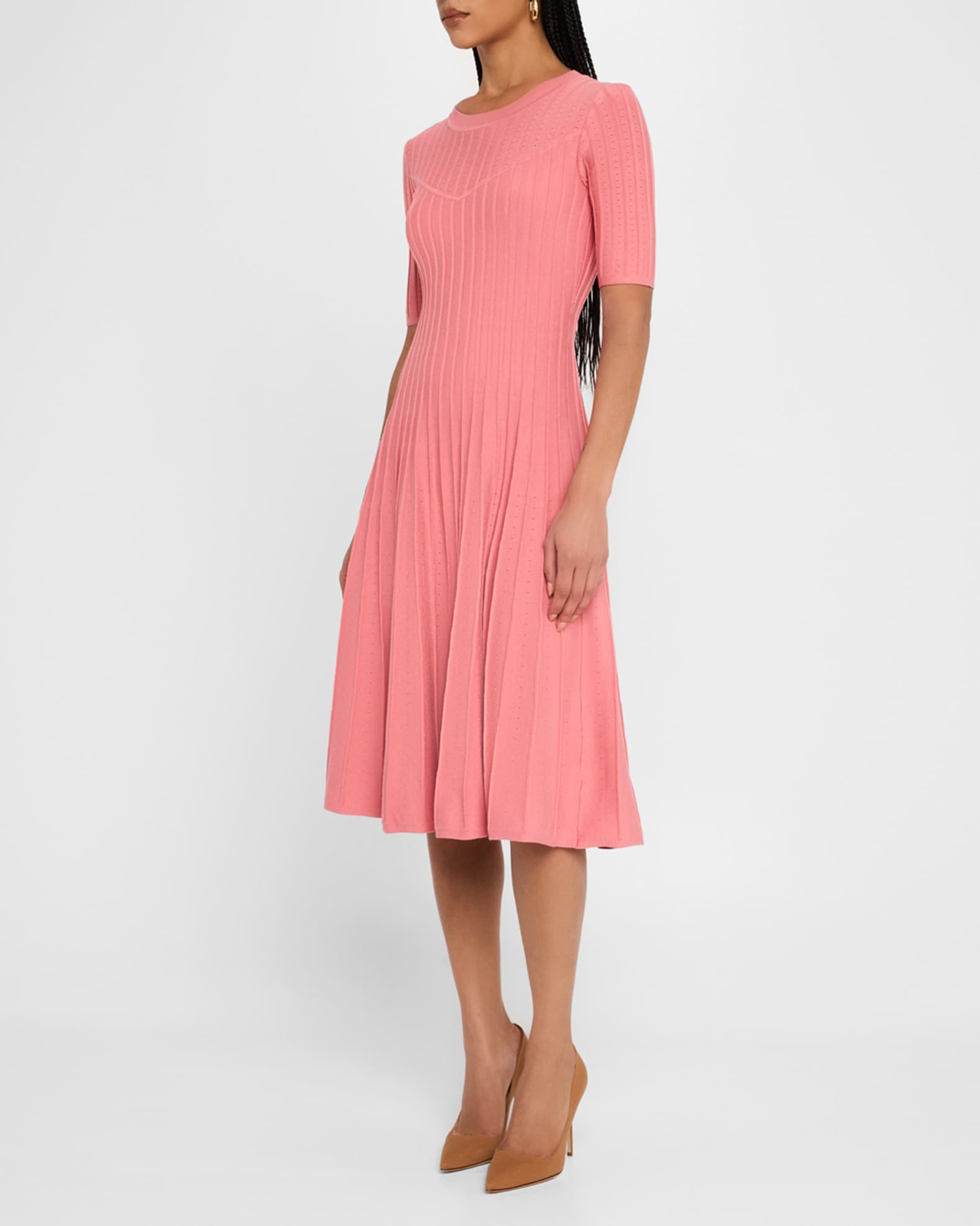 ELIE TAHARI Ribbed Fit And Flare Sweater Dress main image 1