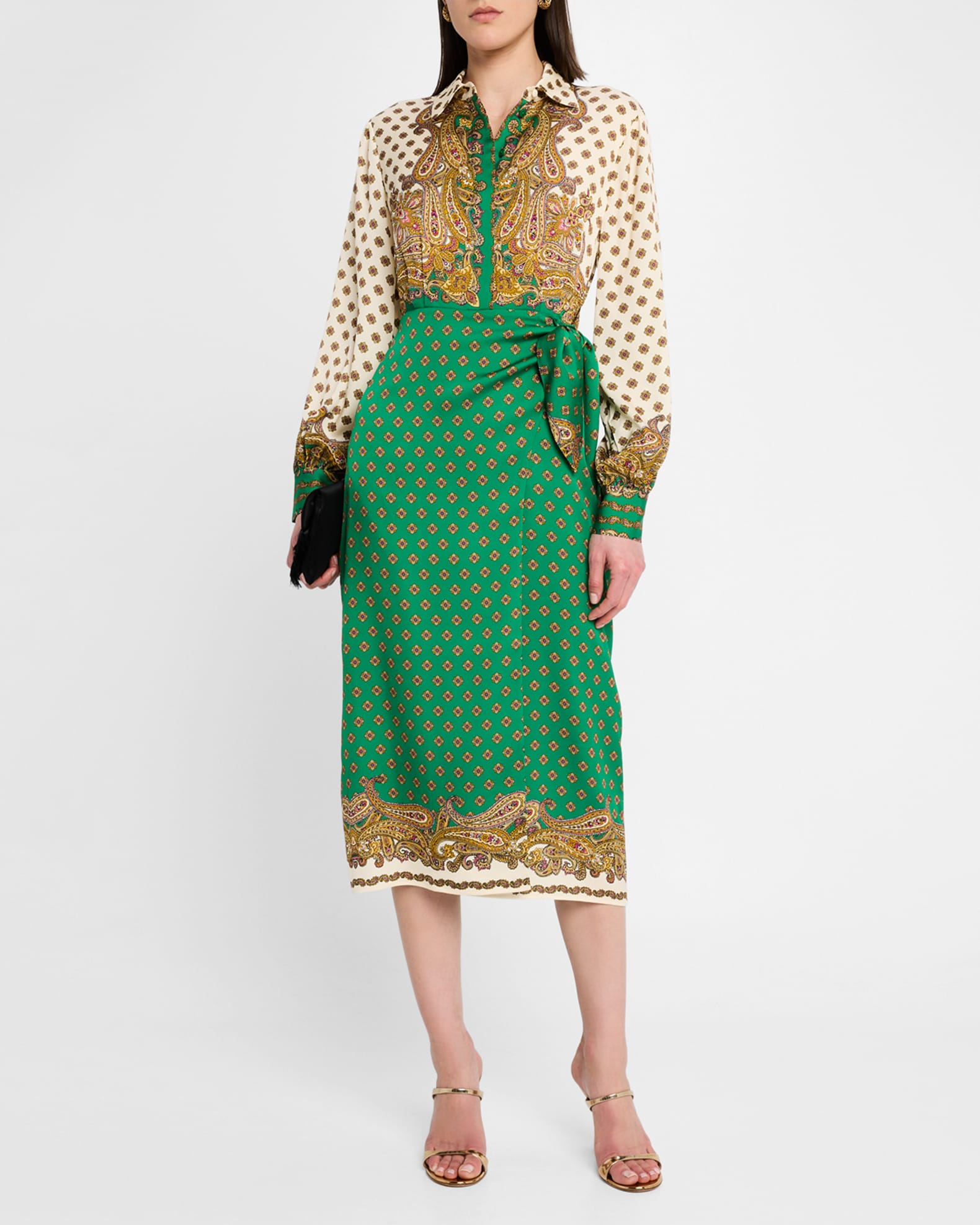 The Vero Paisley-Print Faux Wrap Midi Dress 1