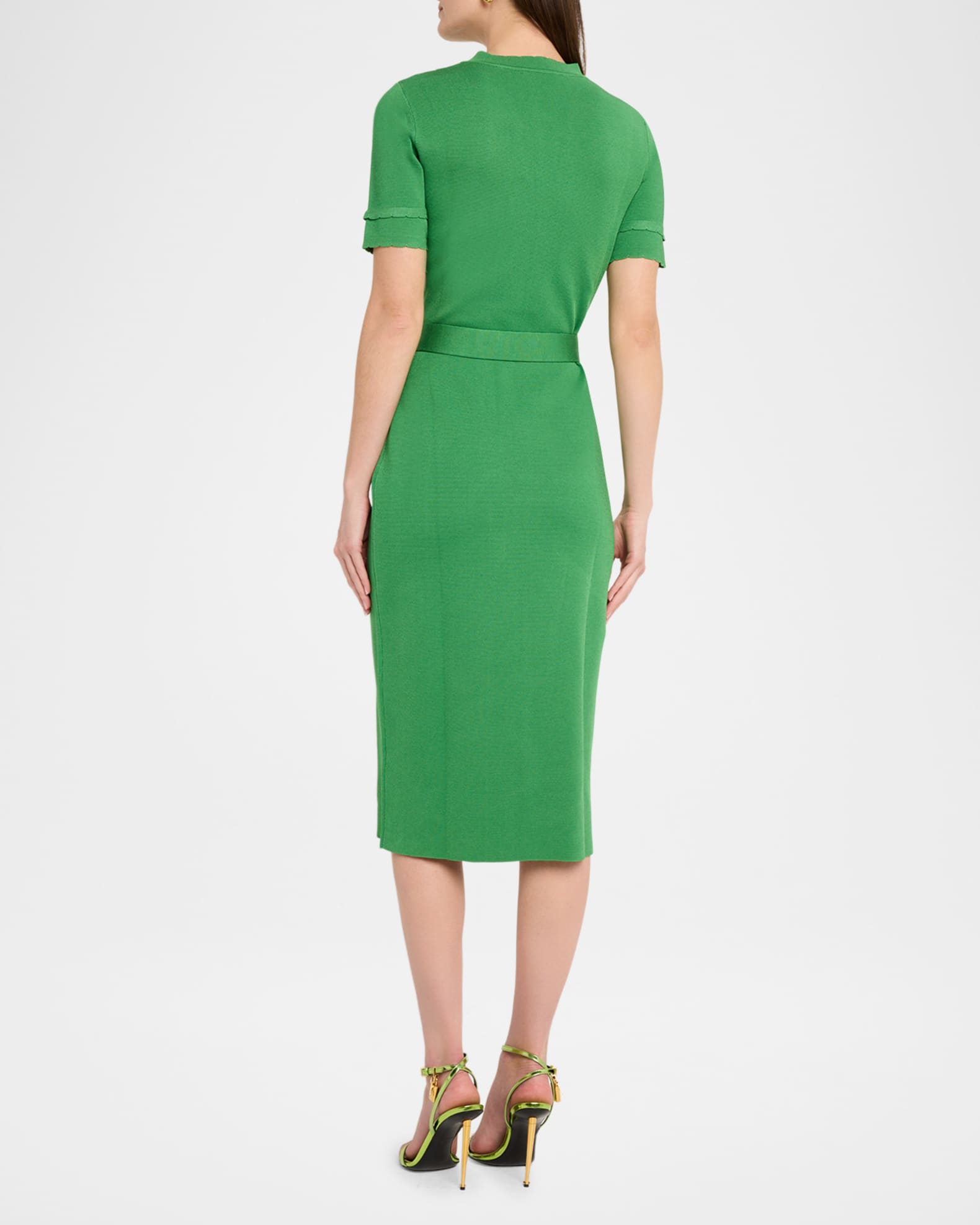 Elie Tahari The Zariyah Belted Bodycon Midi Sweater Dress | Neiman Marcus