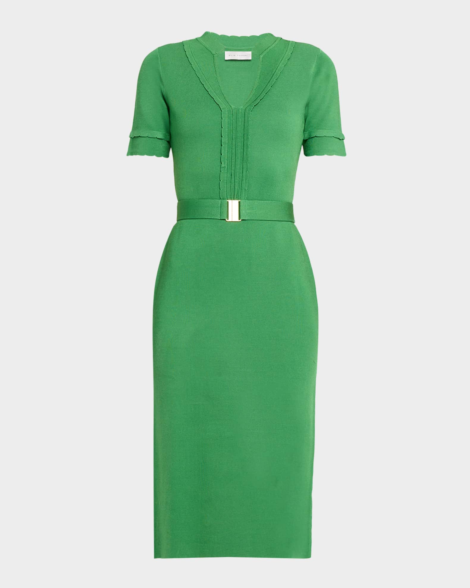 Elie Tahari The Zariyah Belted Bodycon Midi Sweater Dress | Neiman Marcus