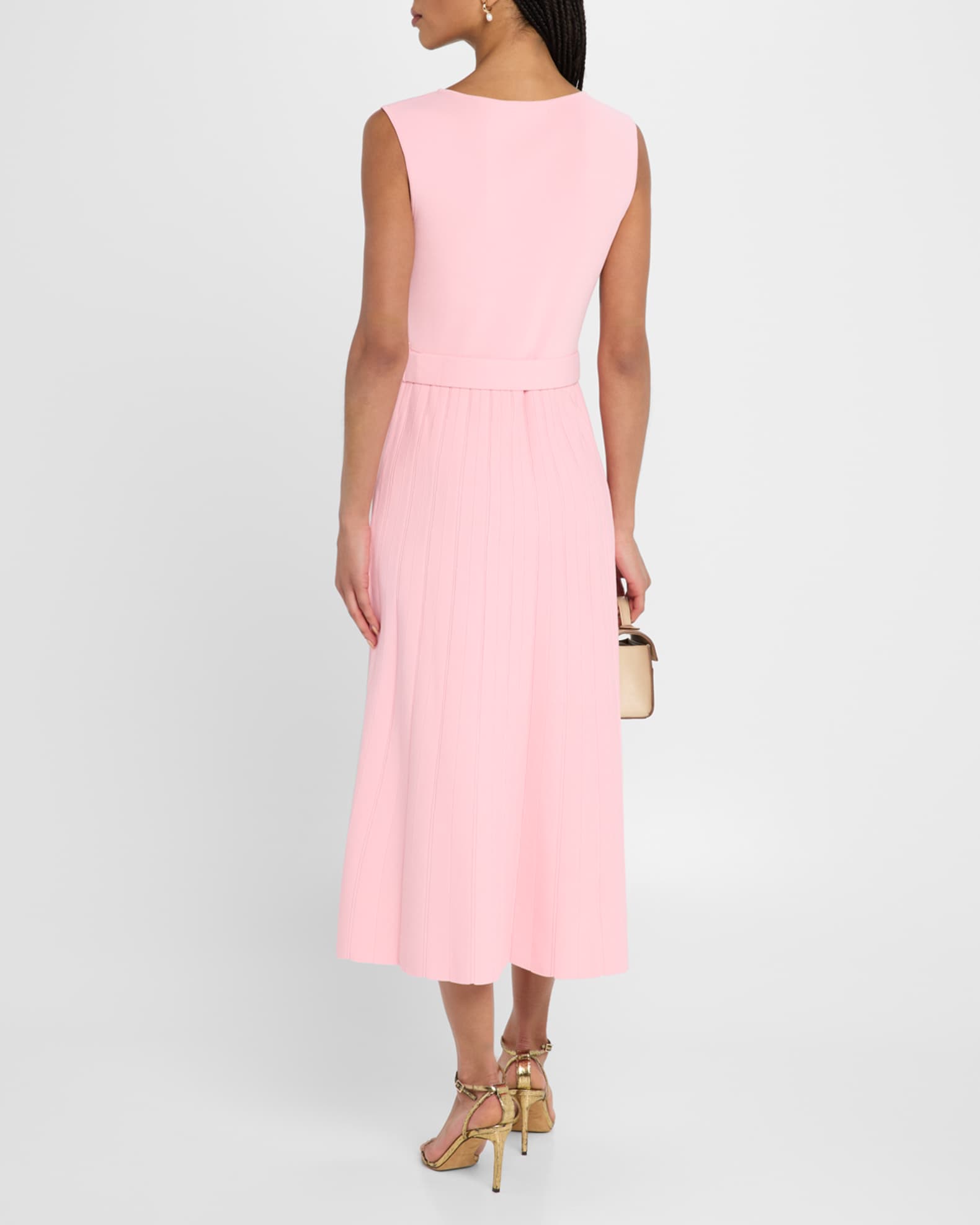 Elie Tahari The Sumner Sleeveless Belted Midi Sweater Dress | Neiman Marcus