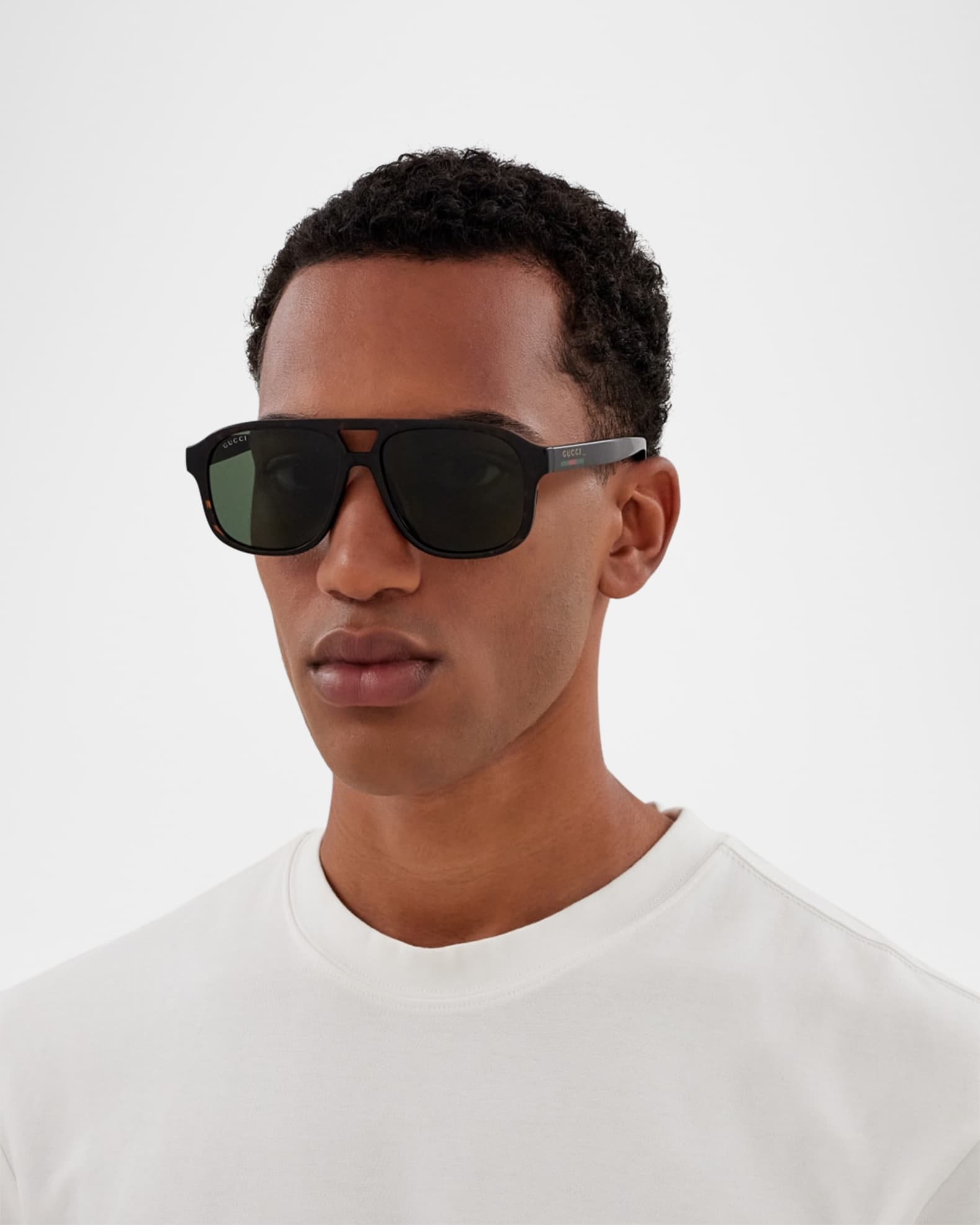 Gucci Men's GG1856SM Plastic Aviator Sunglasses Neiman Marcus