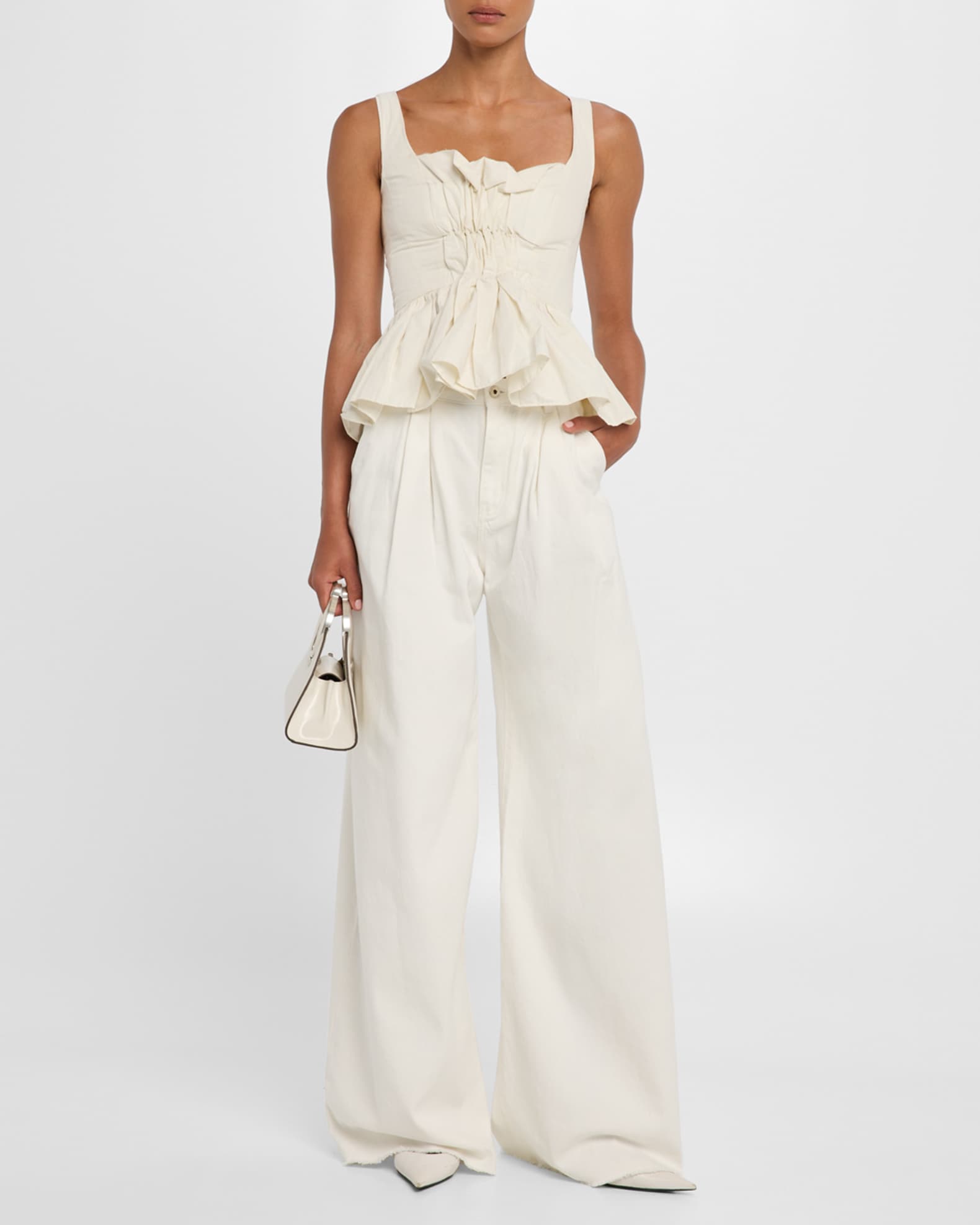 Gathered Cotton Peplum Top 1