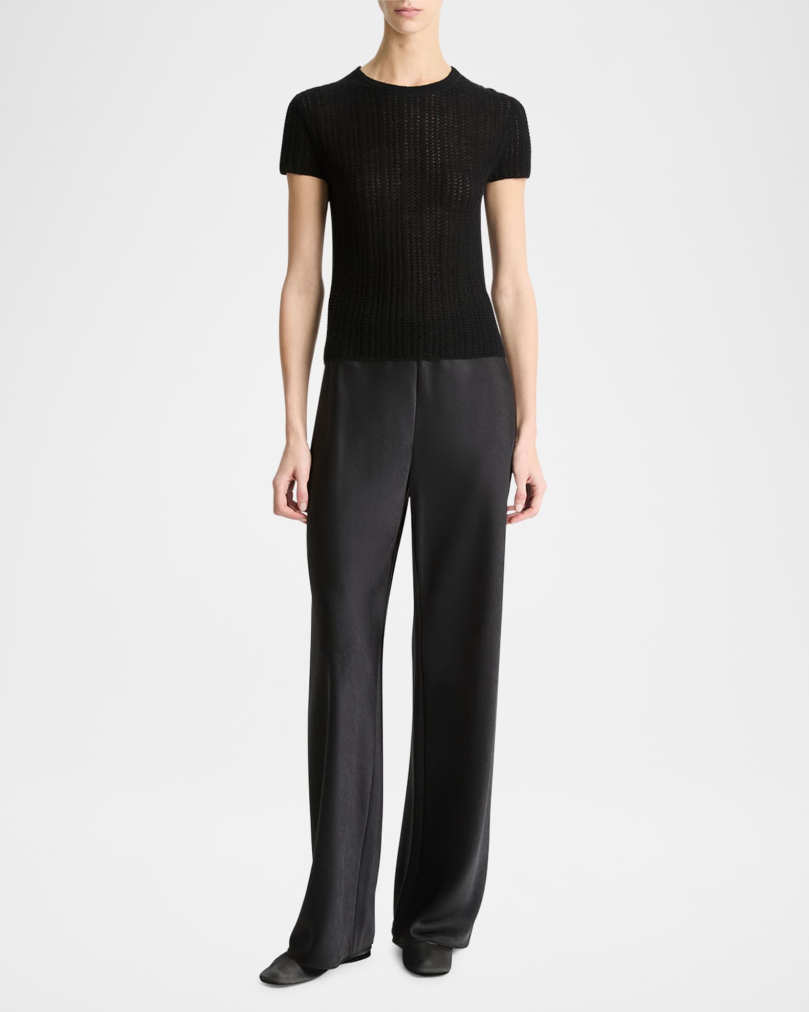 Crewneck Waffle-Knit Top  1