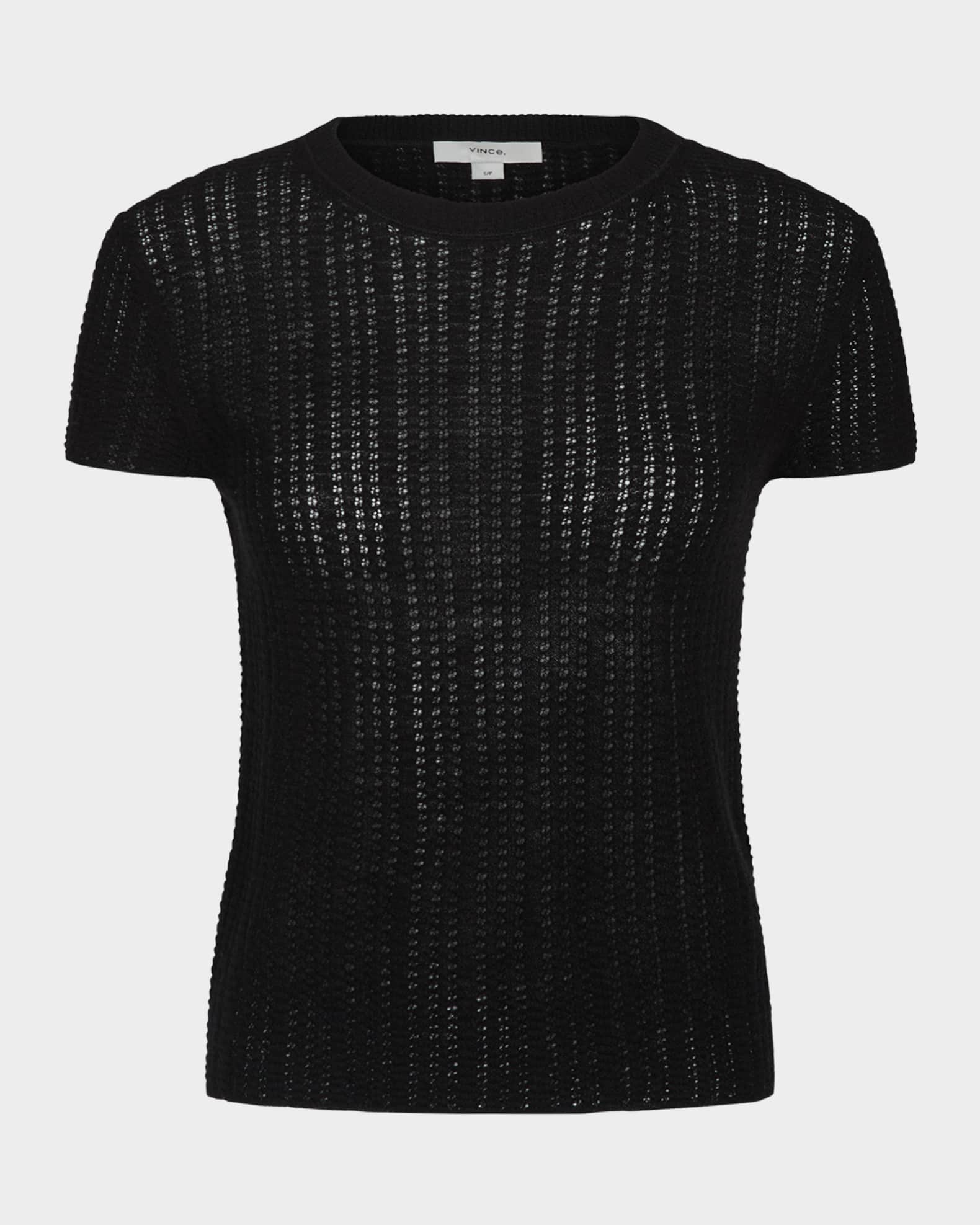 Crewneck Waffle-Knit Top  0