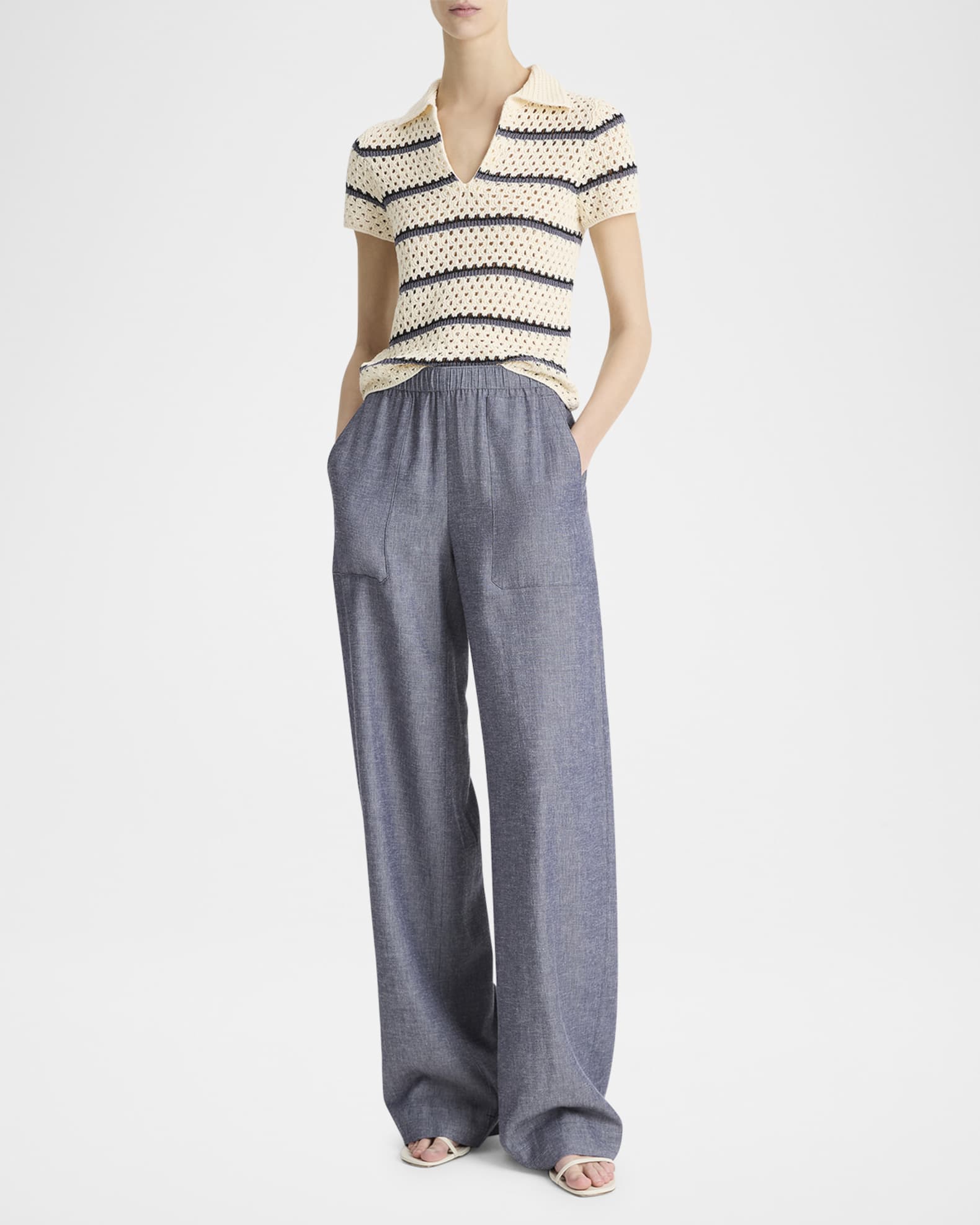 Mid-Rise Casual Pull-On Pants 1