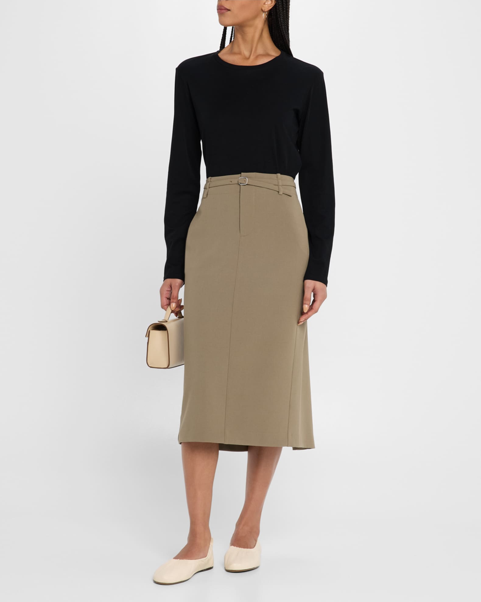 Belted Midi Pencil Skirt 1