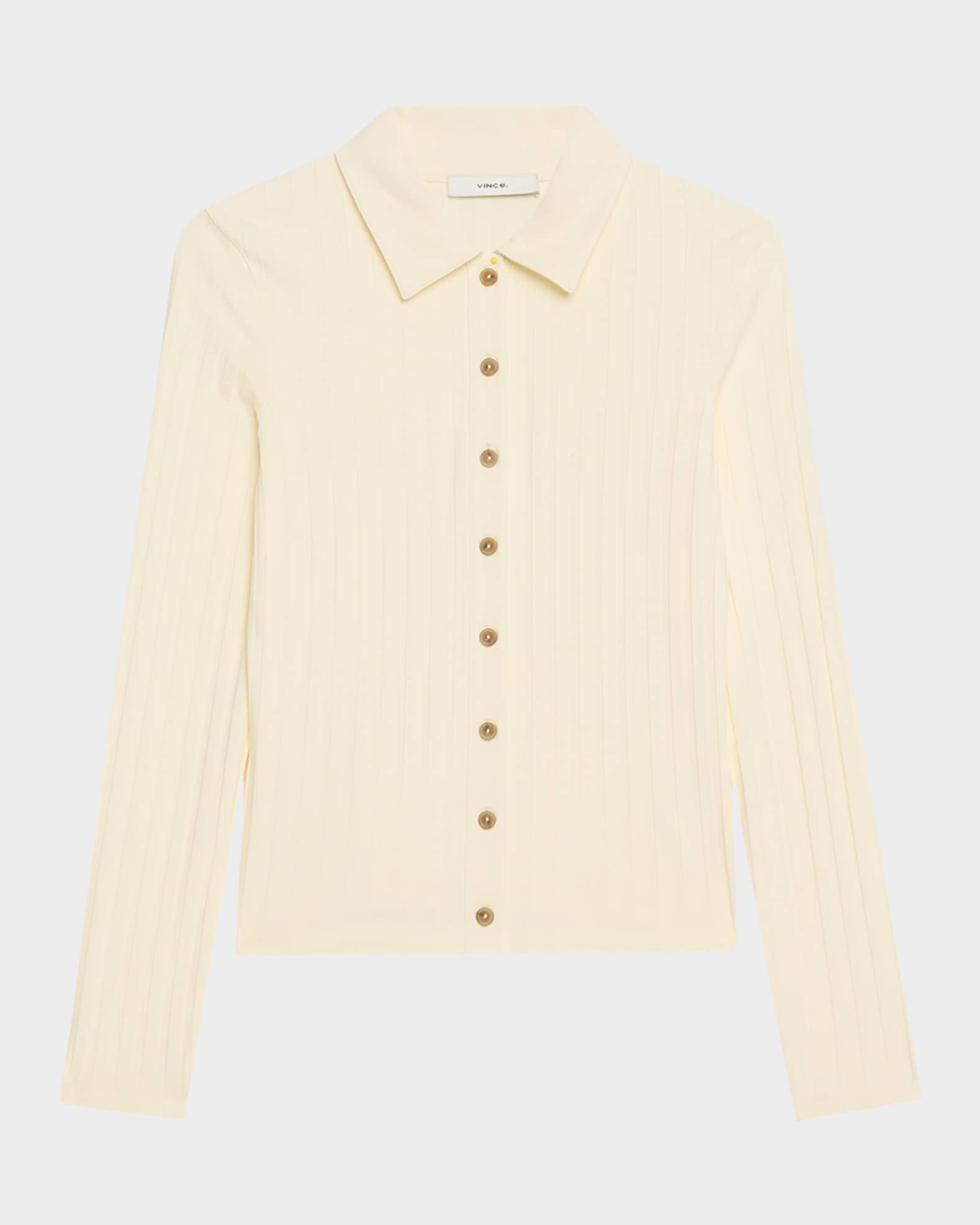 Long-Sleeve Ribbed Button-Front Top 0