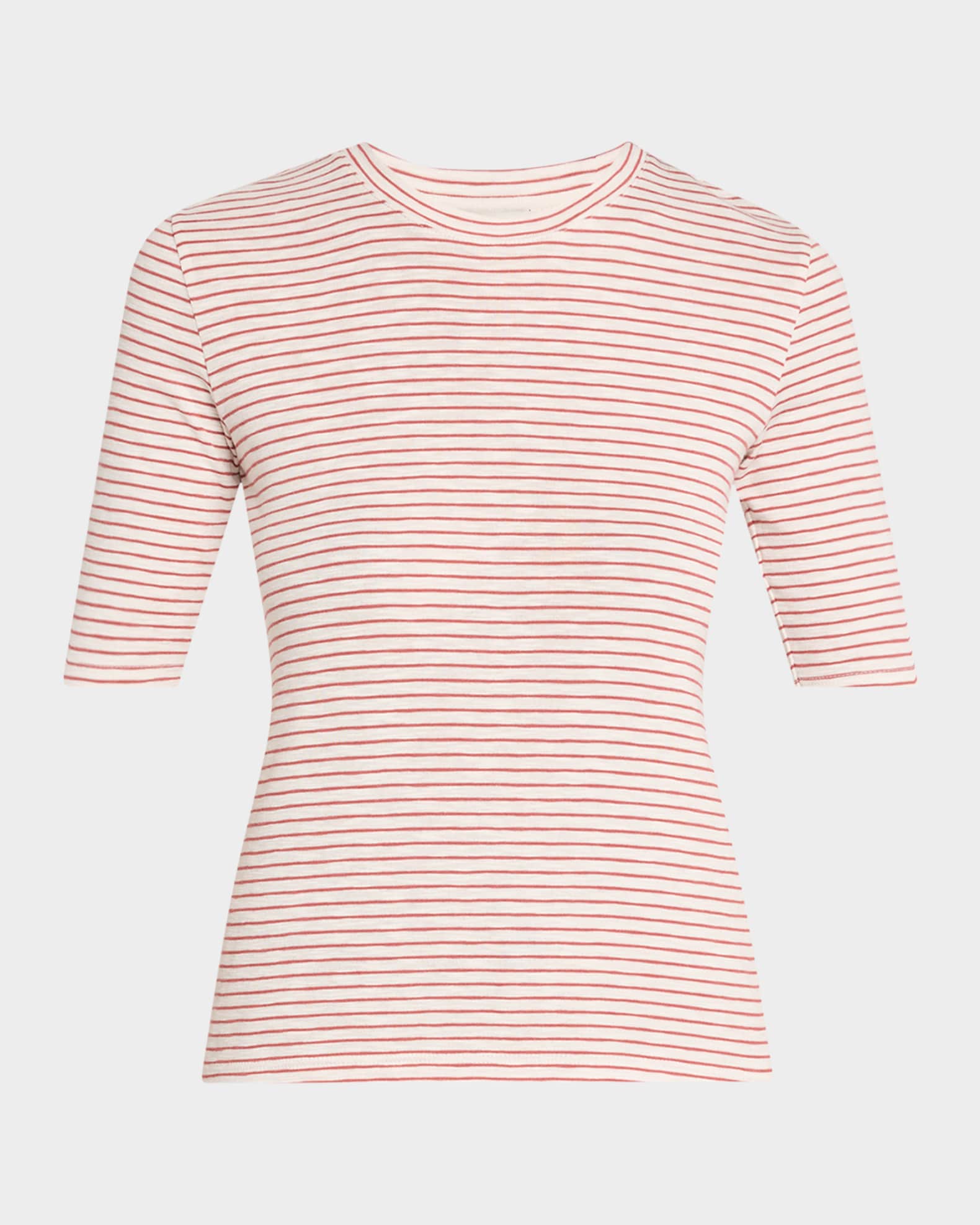 Stripe Elbow-Sleeve Top  0