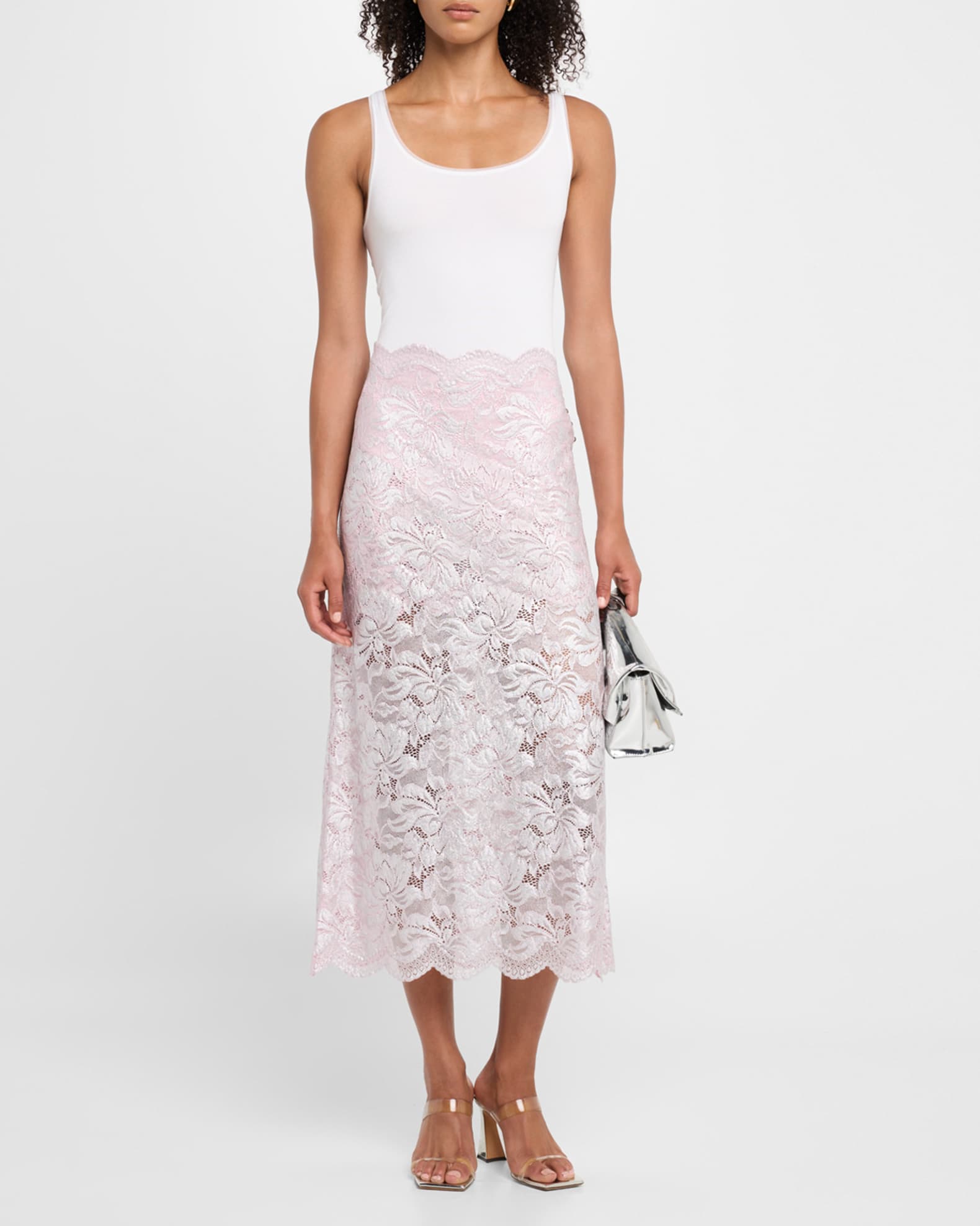 Metallic Lace Midi Skirt 1