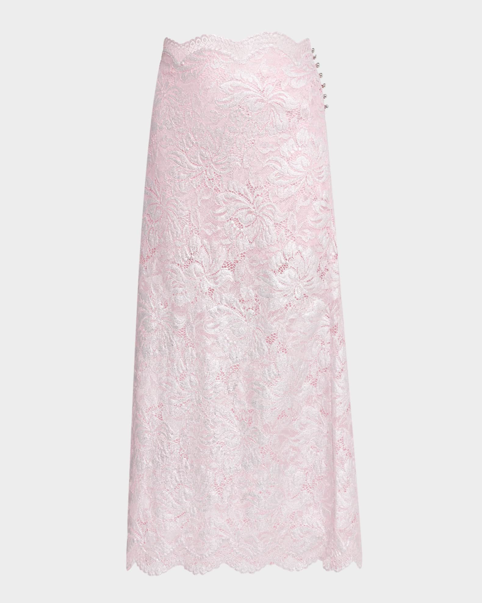 Metallic Lace Midi Skirt 0