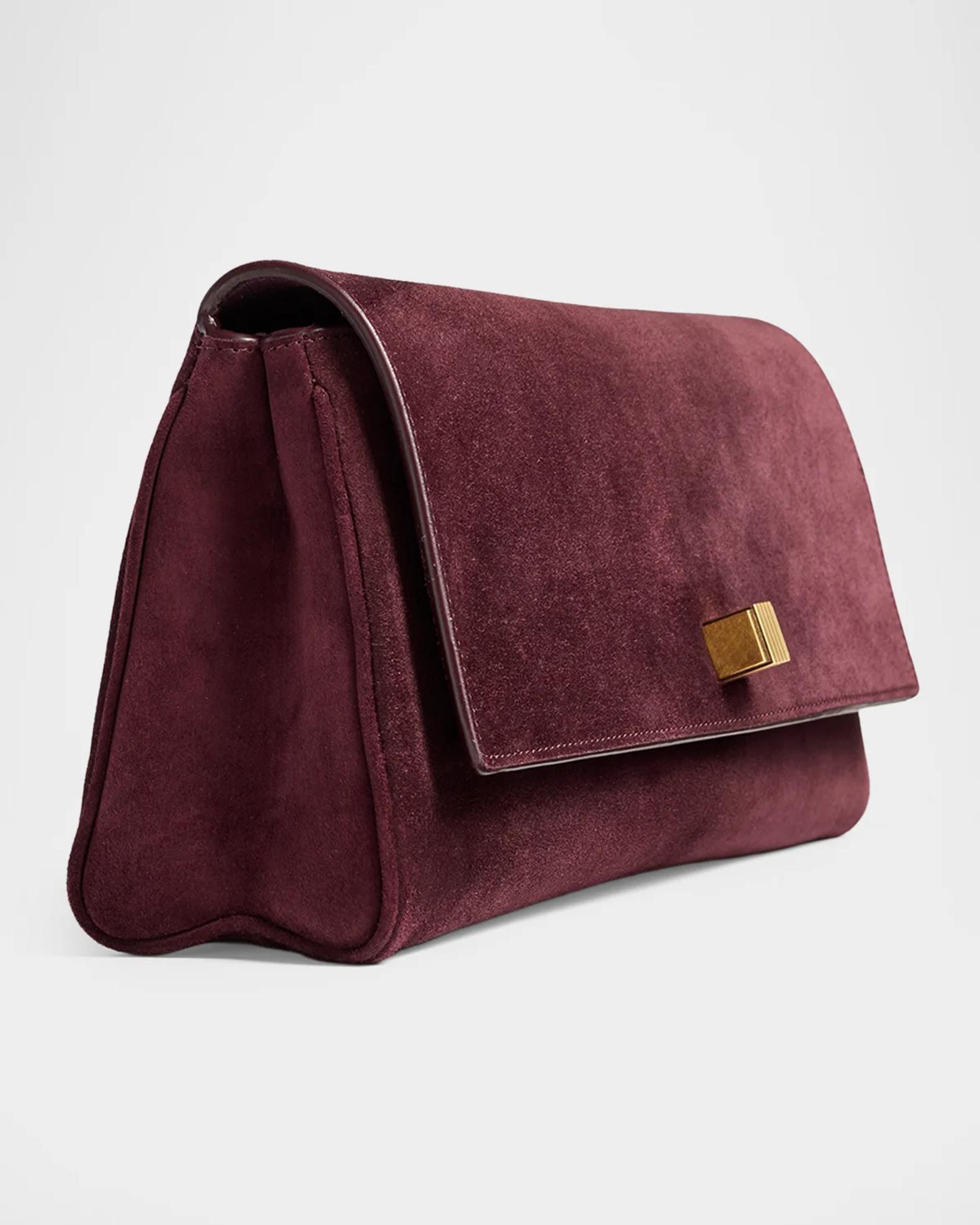 Khaite Audrey Flap Suede Clutch Bag | Neiman Marcus