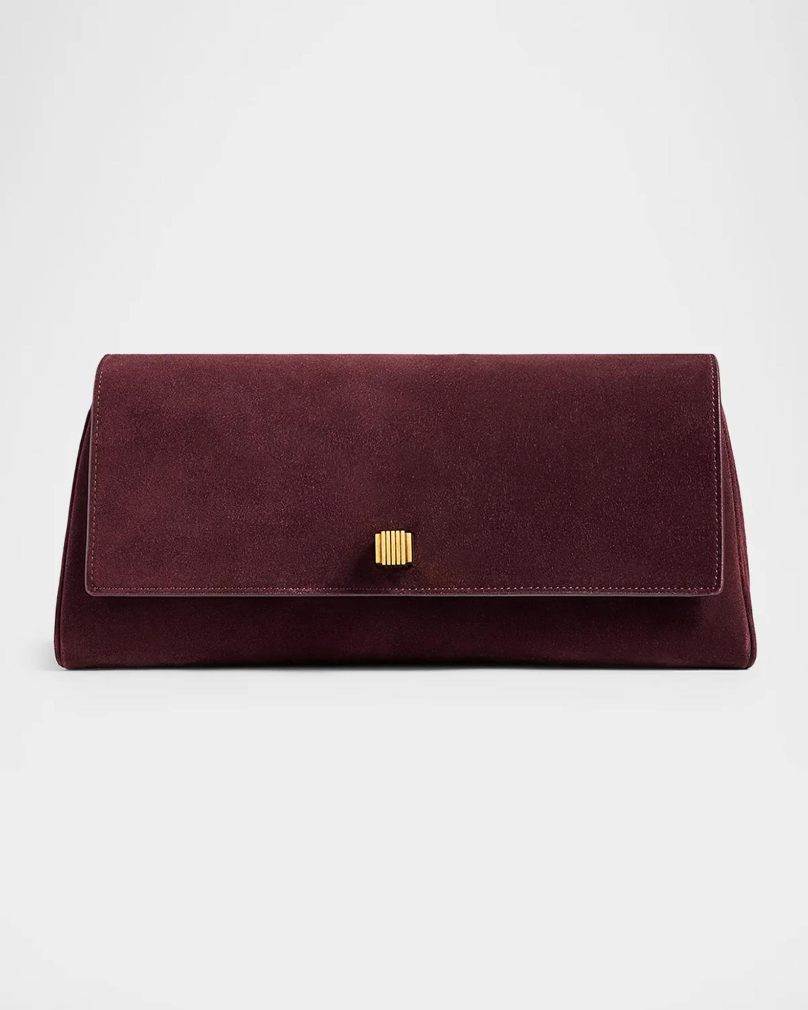 Khaite Audrey Flap Suede Clutch Bag | Neiman Marcus