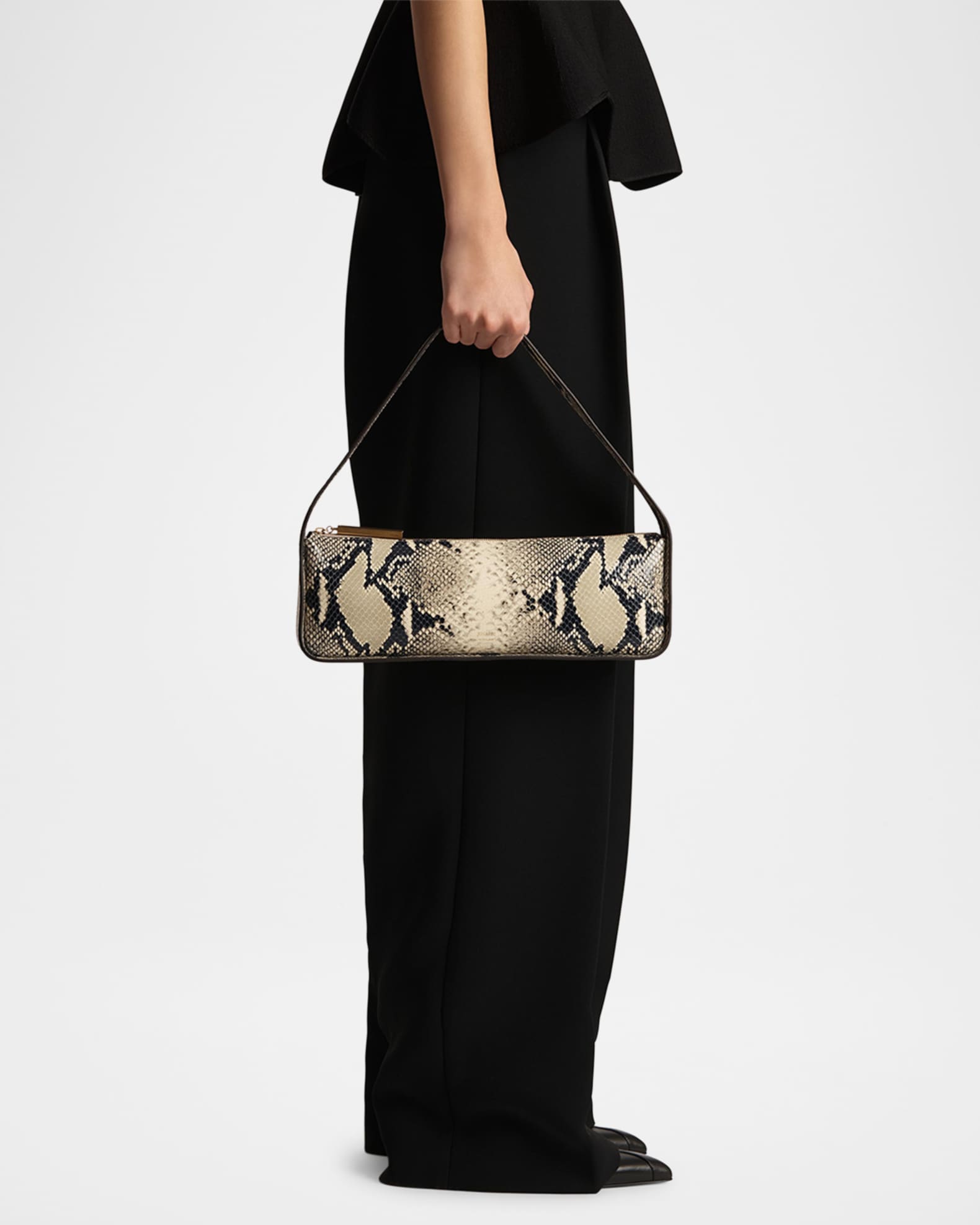 Lori Python-Embossed Leather Shoulder Bag 1