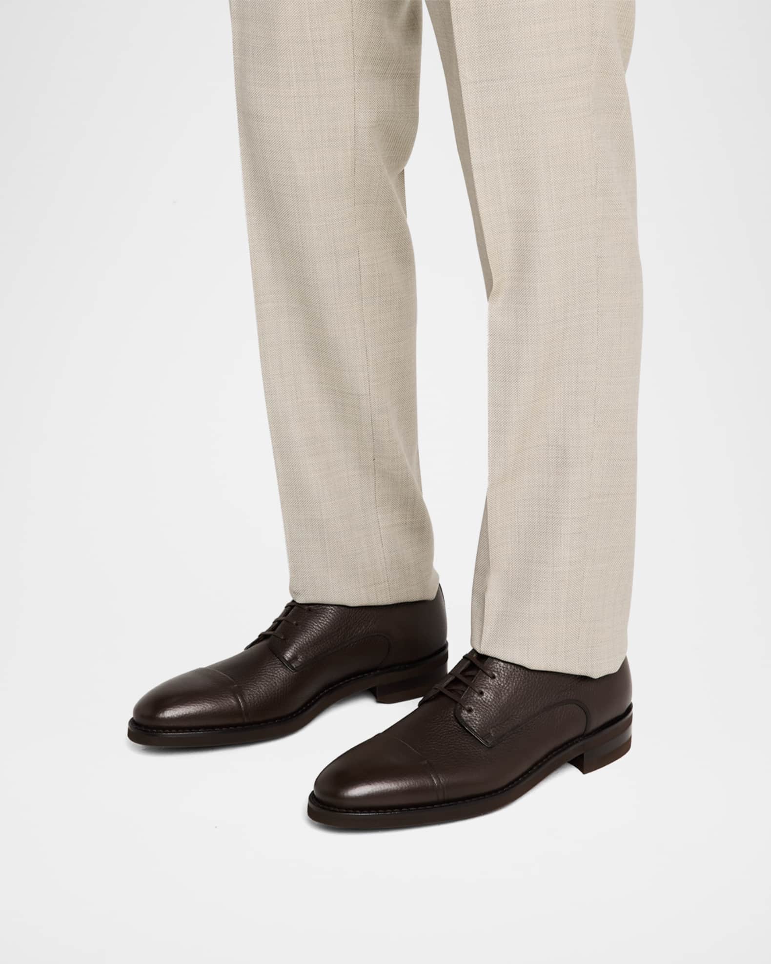Men's Scrivas Leather Cap-Toe Derby Shoes 1