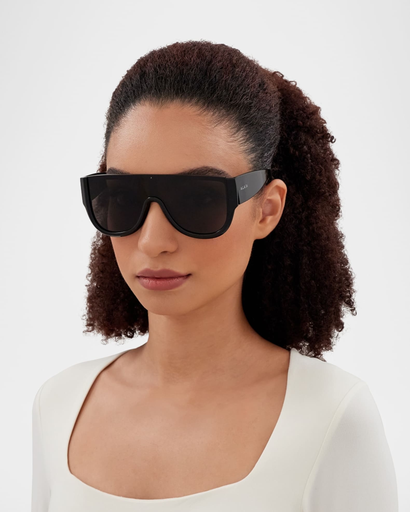 サングラス ALAIA FW25 Alaia Eyewear Sunglasses (AA0087S 002) ALAIA AA0087S Shield Acetate Sunglasses | Neiman Marcus