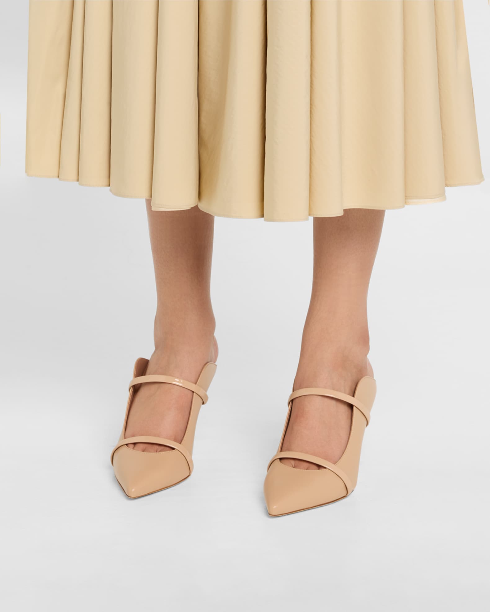 Maureen Leather Dual-Band Mule Pumps - Thumbnail 2