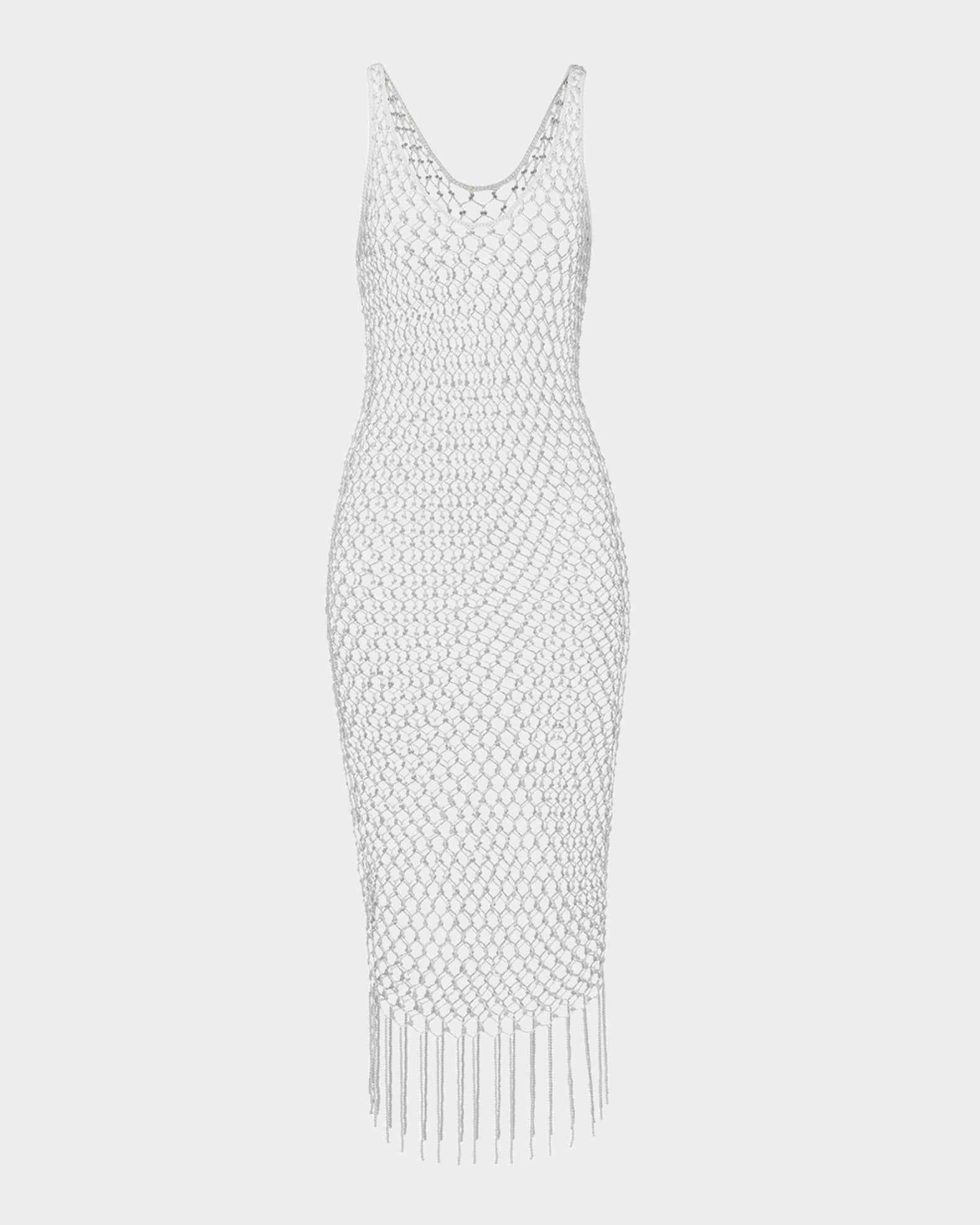 Angela Pearly Crochet Midi Dress 0