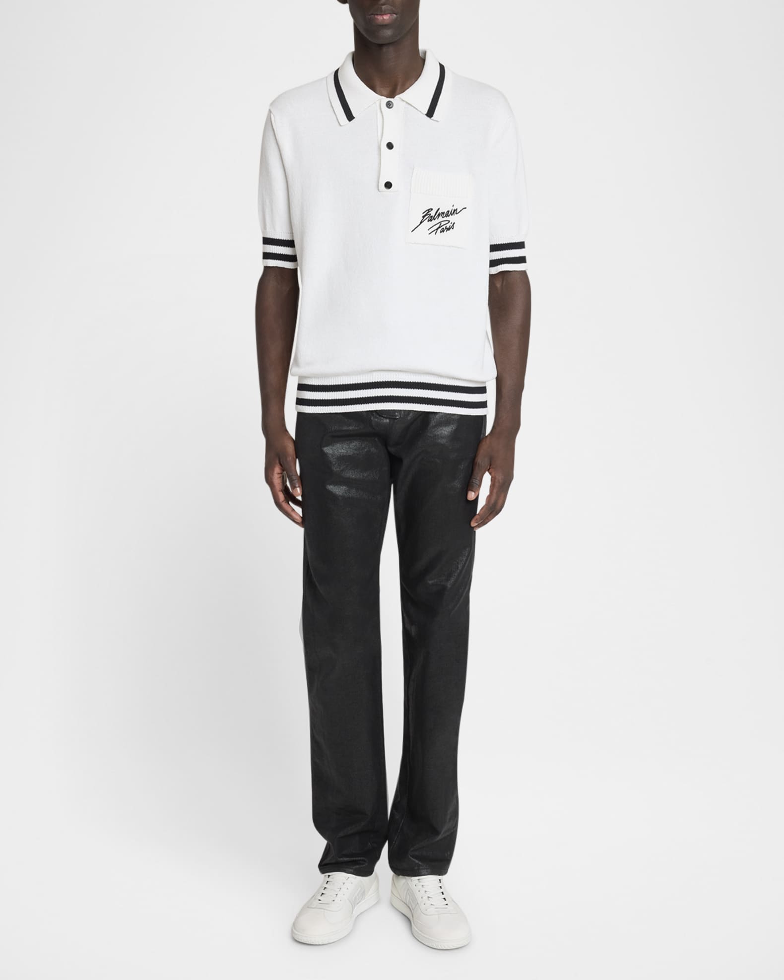 Men's Paris Logo Knit Polo Shirt 1