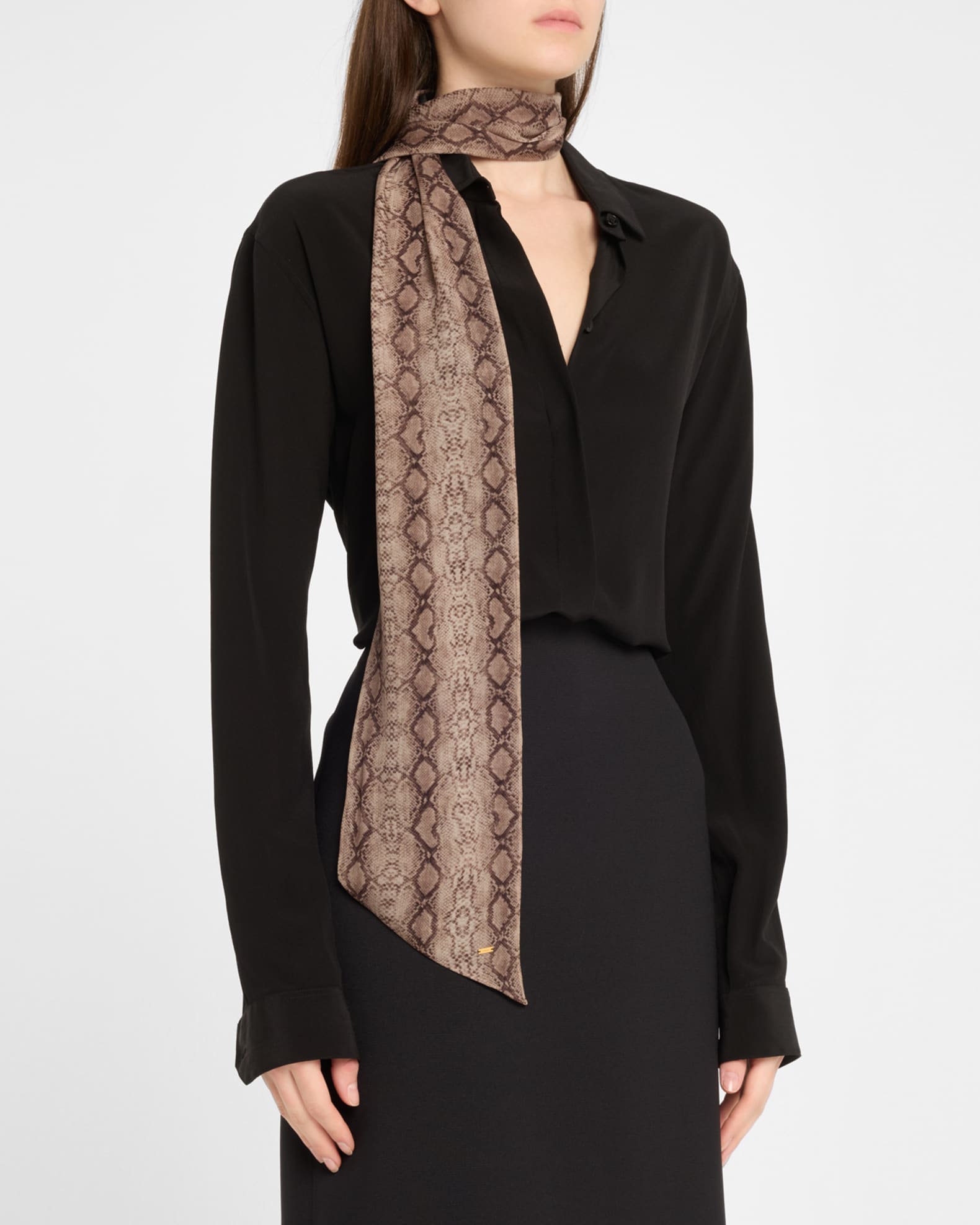 Saint Laurent Snake-Print Silk Scarf | Neiman Marcus