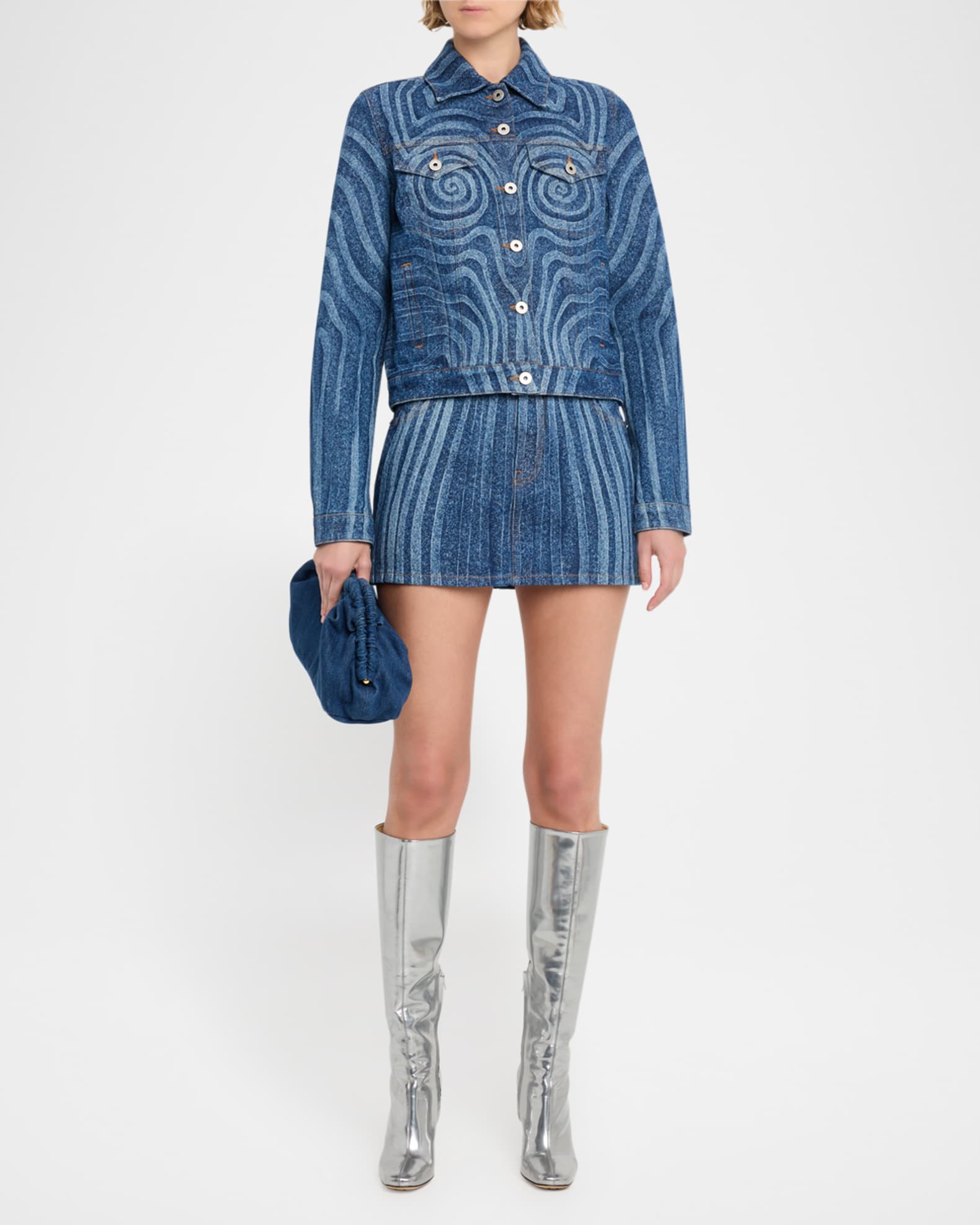 Spiral-Print Denim Jacket 1
