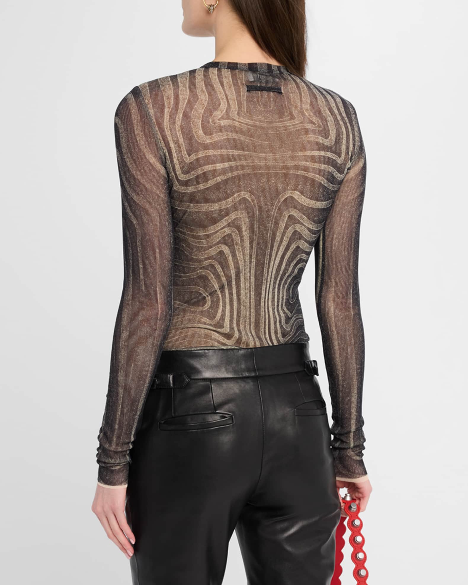 トップス Jean Paul Gaultier lace mesh long sleeve Jean Paul Gaultier Mesh 'The Médaillon' Long Sleeve Top