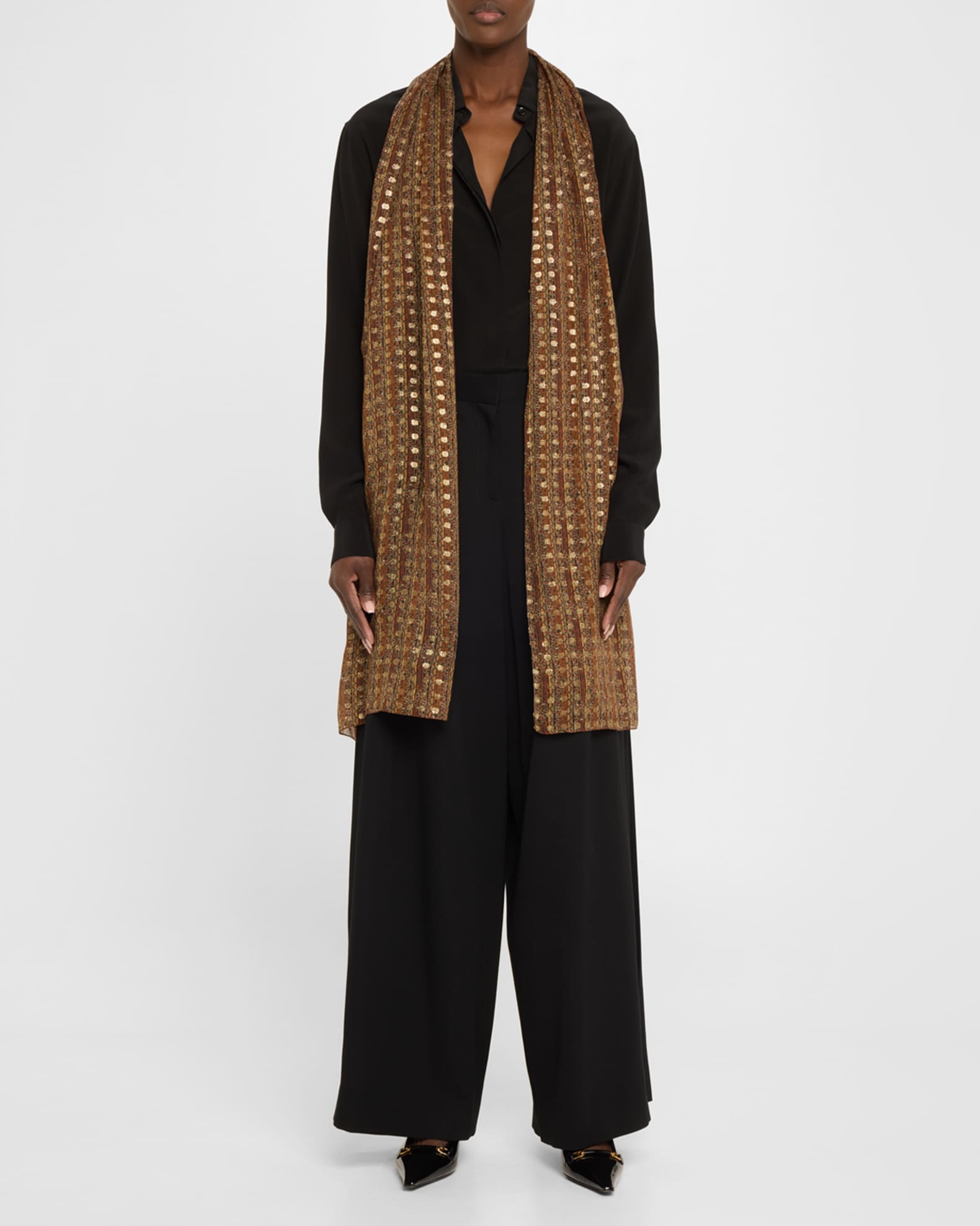 Embellished Paisley-Print Scarf 1