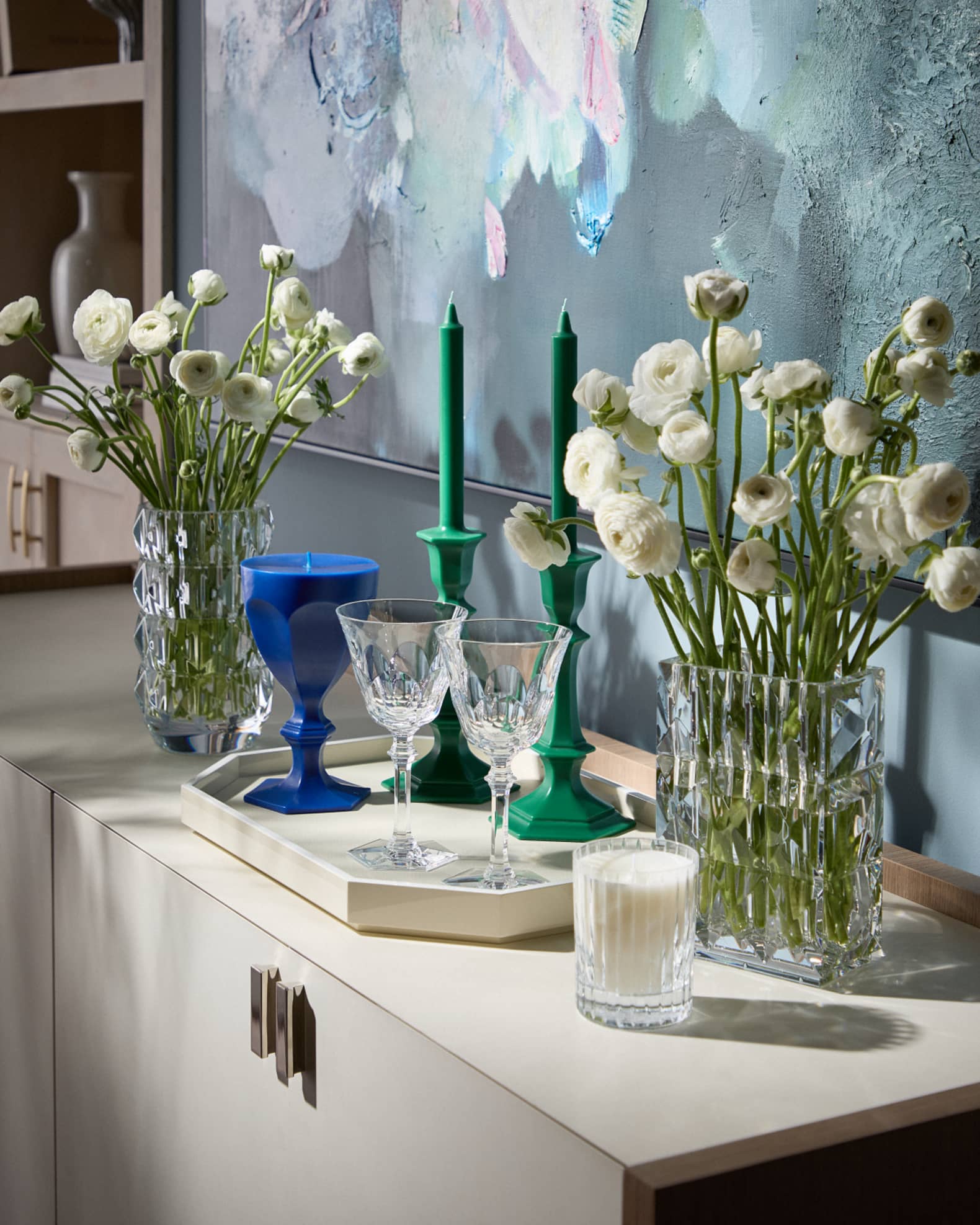 Baccarat Harcourt Candlestick Candle, Green | Neiman Marcus
