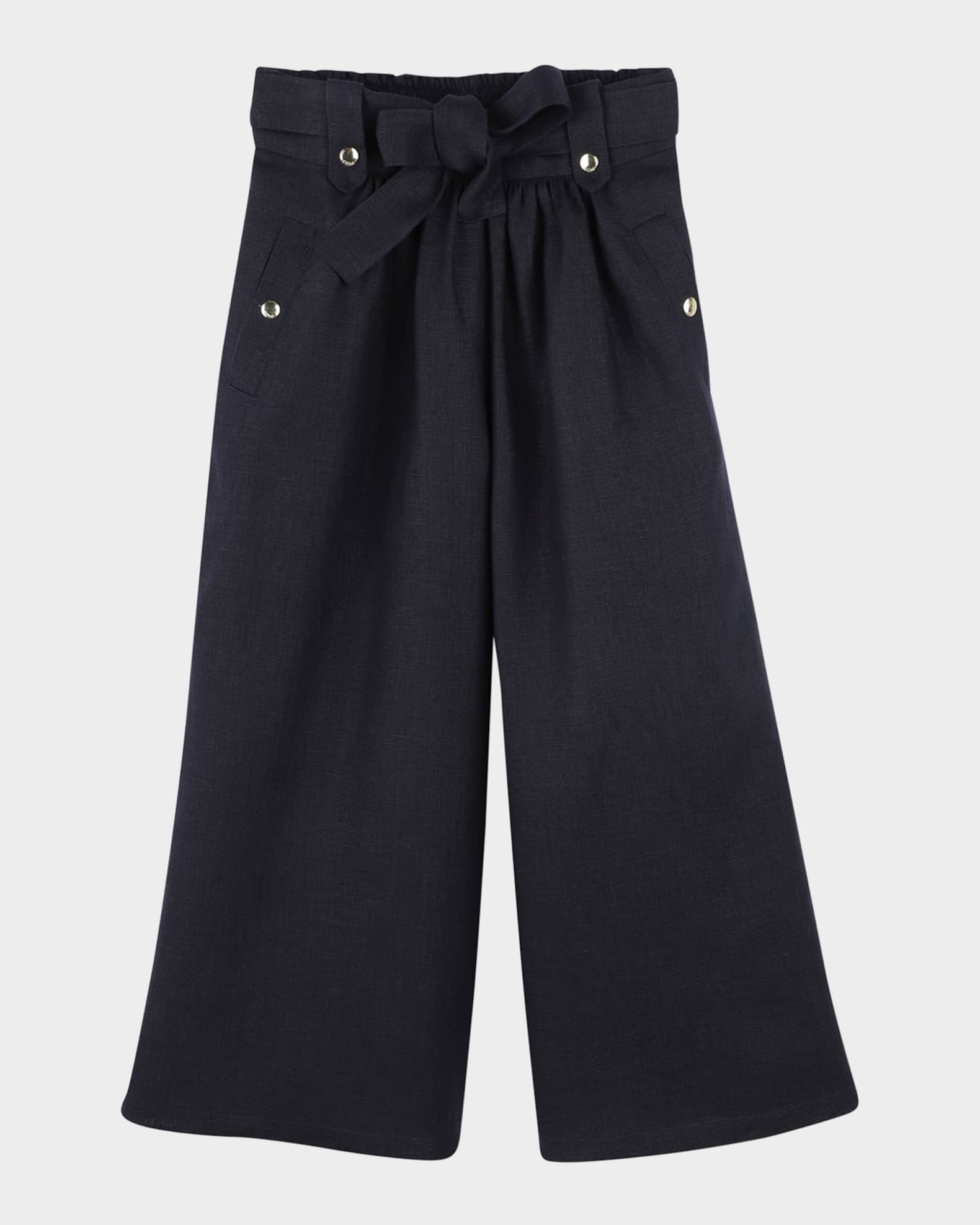 Girl's Studded Wide Leg Belted Trousers 0