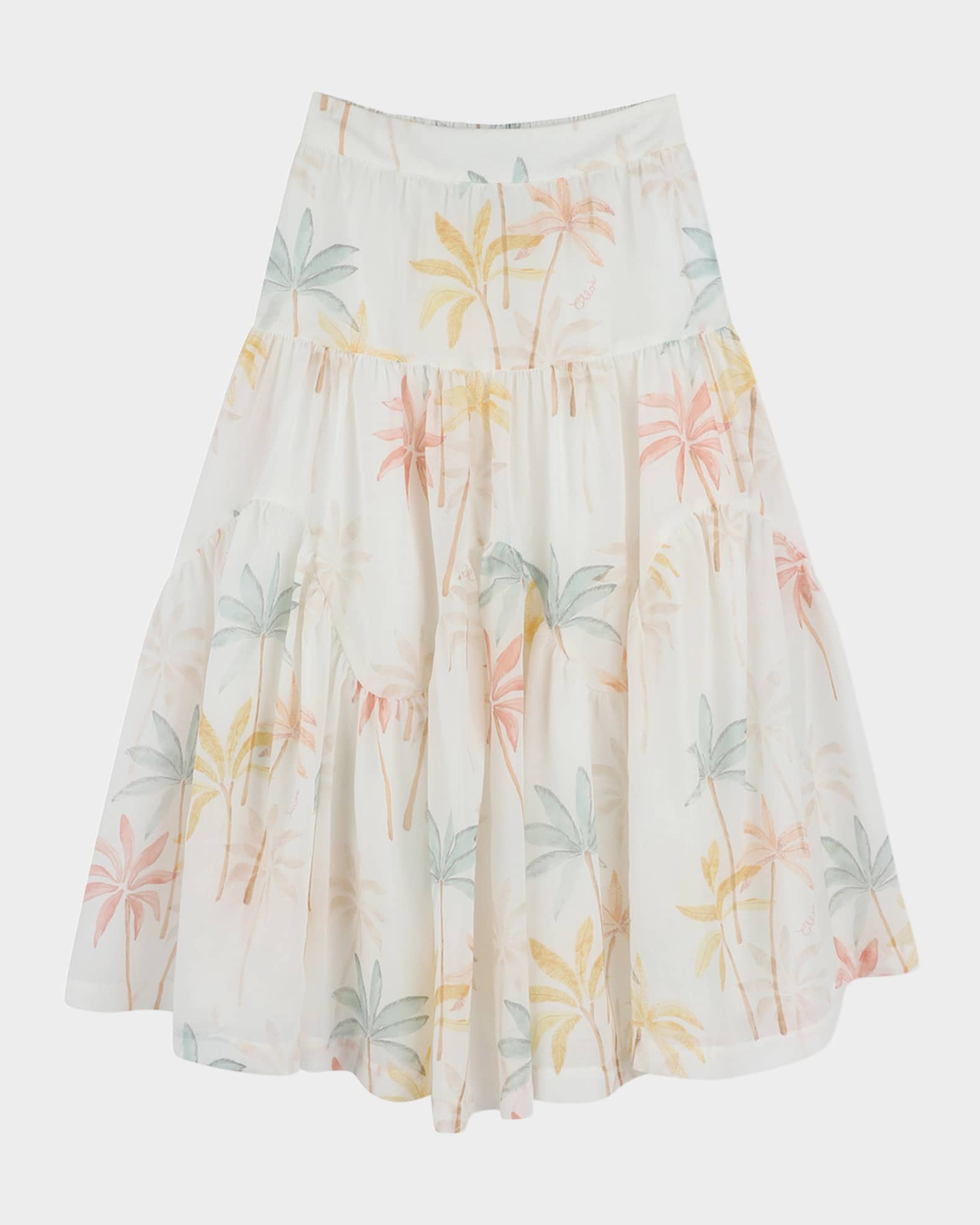 Girl's Long Multicolor-Print Skirt 0