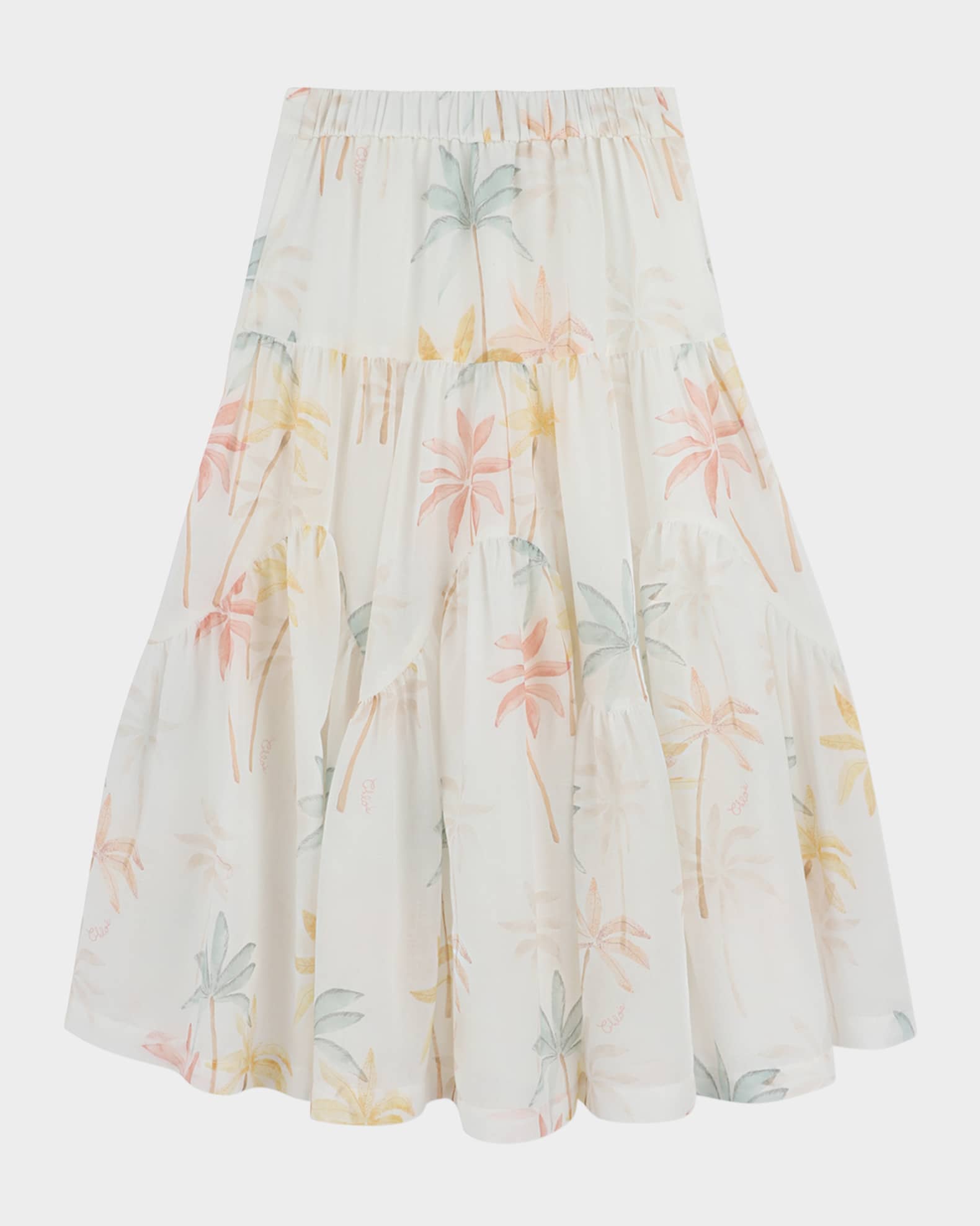 Girl's Long Multicolor-Print Skirt, Size 4-6 1