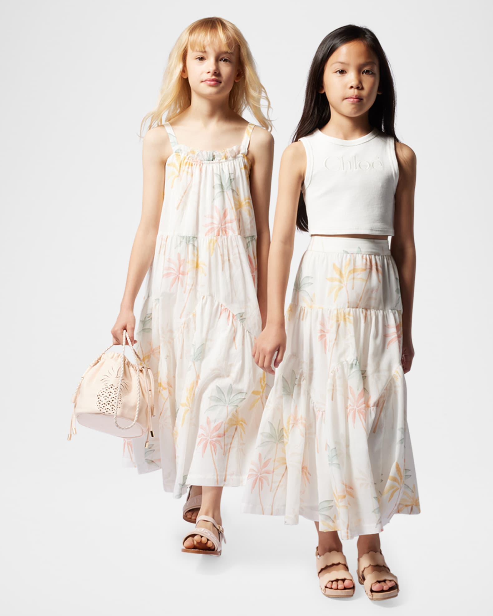 Chloe Girl's Long Multicolor-Print Skirt, Size 4-6 | Neiman Marcus