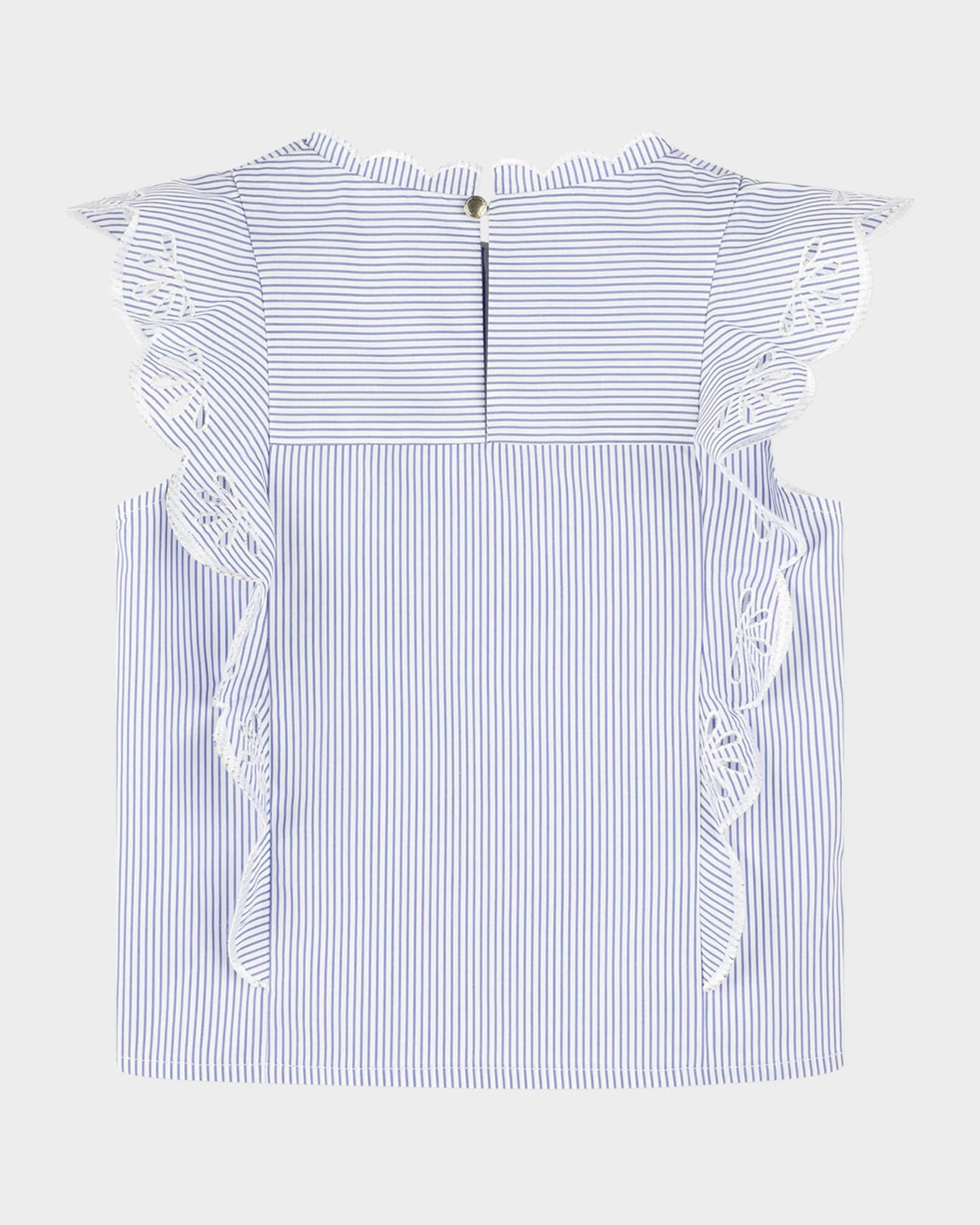 Girl's Stripe Scallop Trim Blouse 1