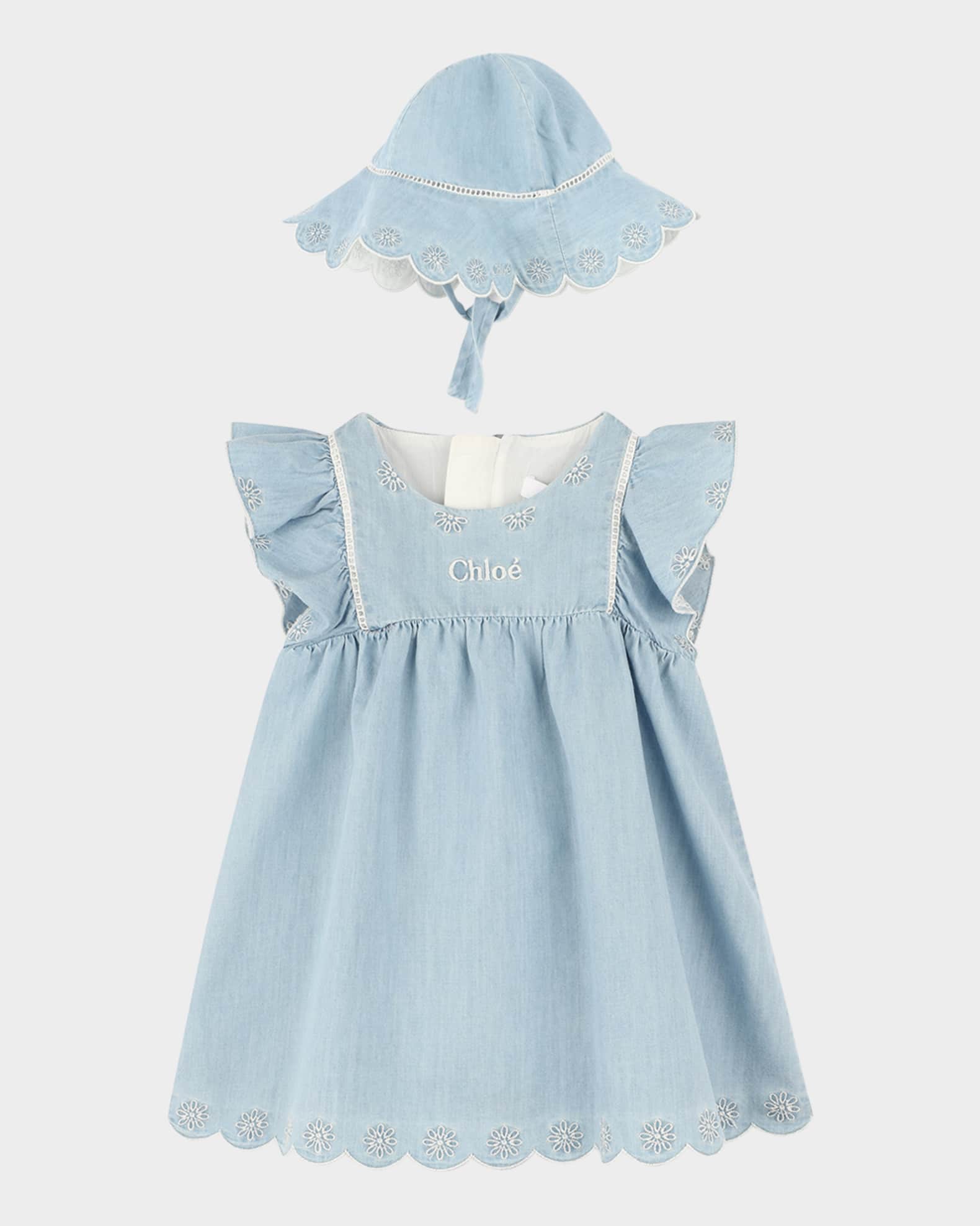 Girl's Embroidered Dress & Hat Set, Size 3M-18M 0