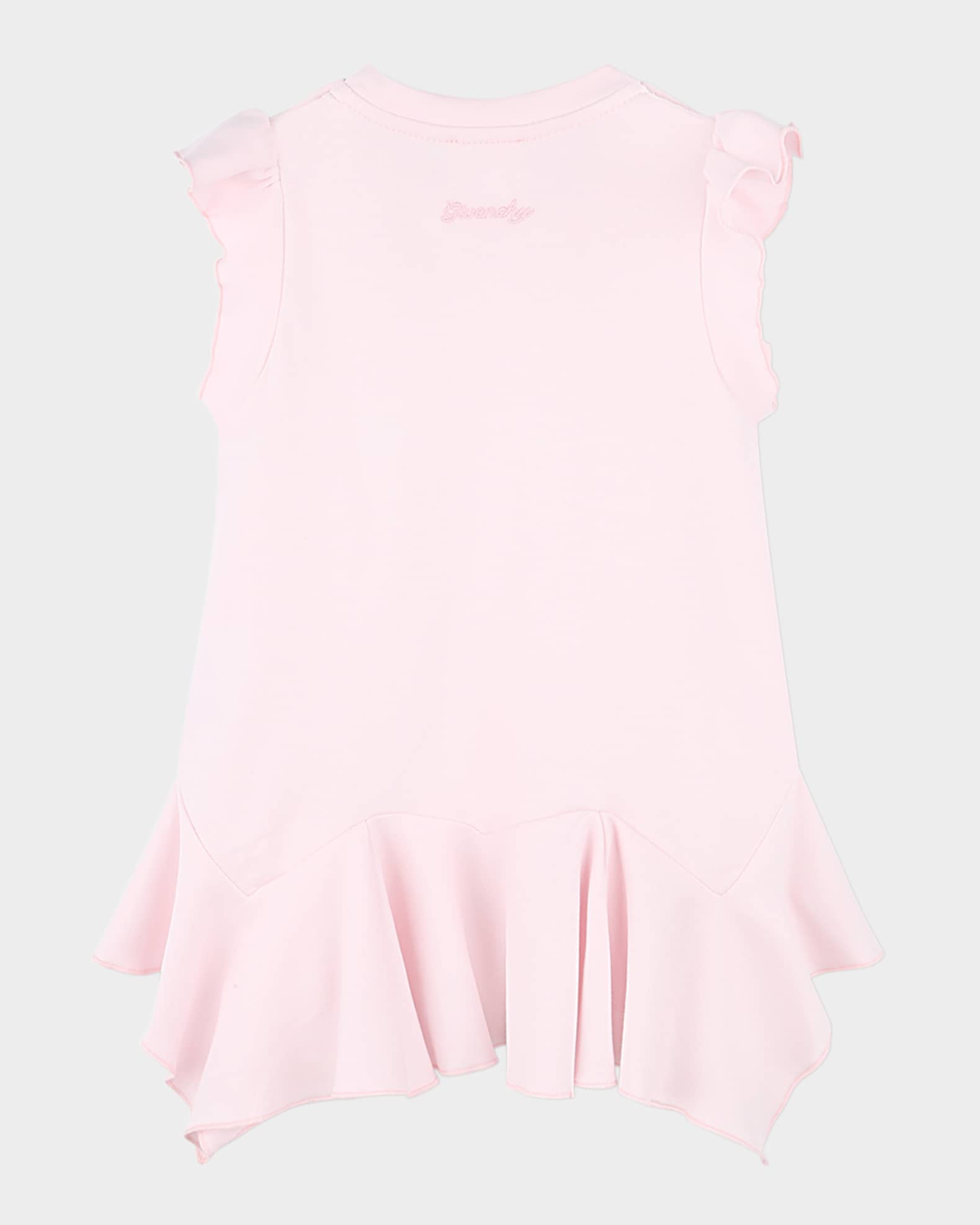 Girl's Flounce Dress W/ 4G Floral Appliques, Size 12M-3 1