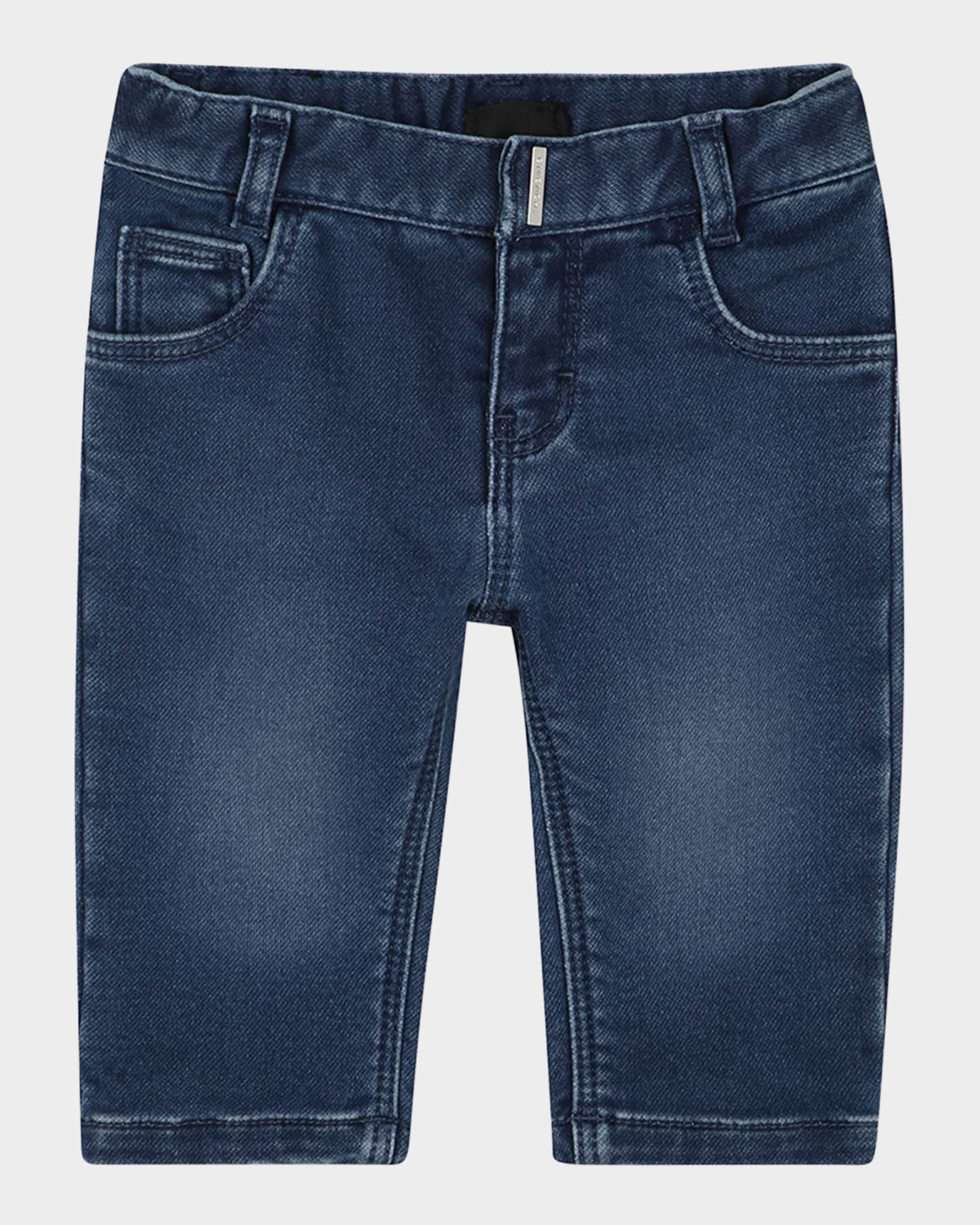 Boy's Logo-Print Denim Trousers, Size 12M-3 0