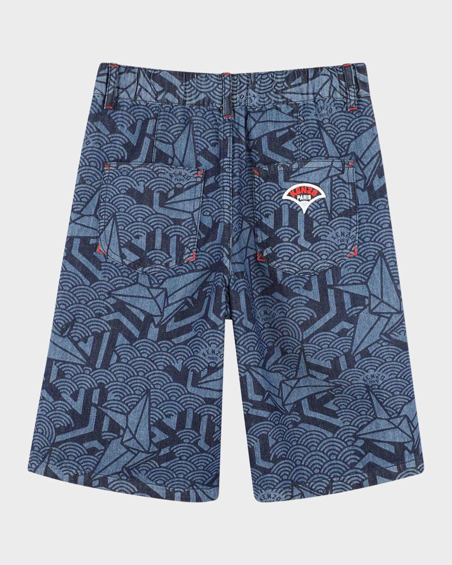 Boy's Printed Denim Shorts W/ Logo Badge 1