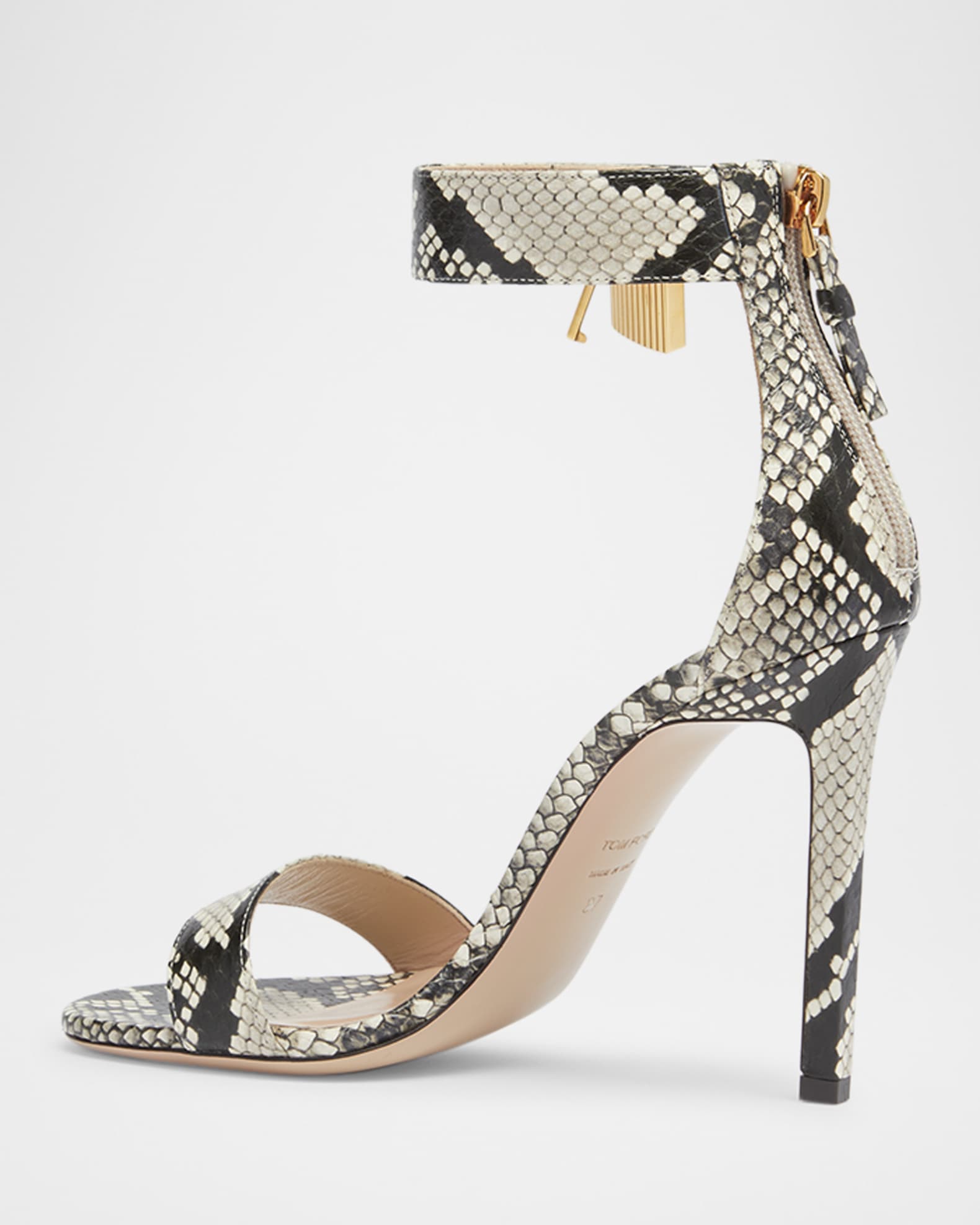 TOM FORD Lock Python Embossed Ankle-Cuff Sandals | Neiman Marcus
