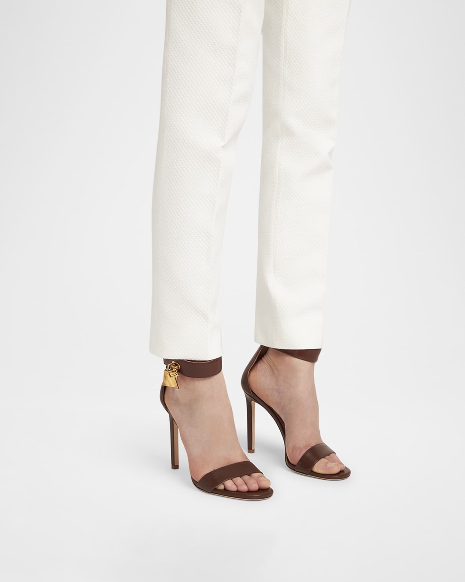 Leather Stiletto Sandals with Padlock 1