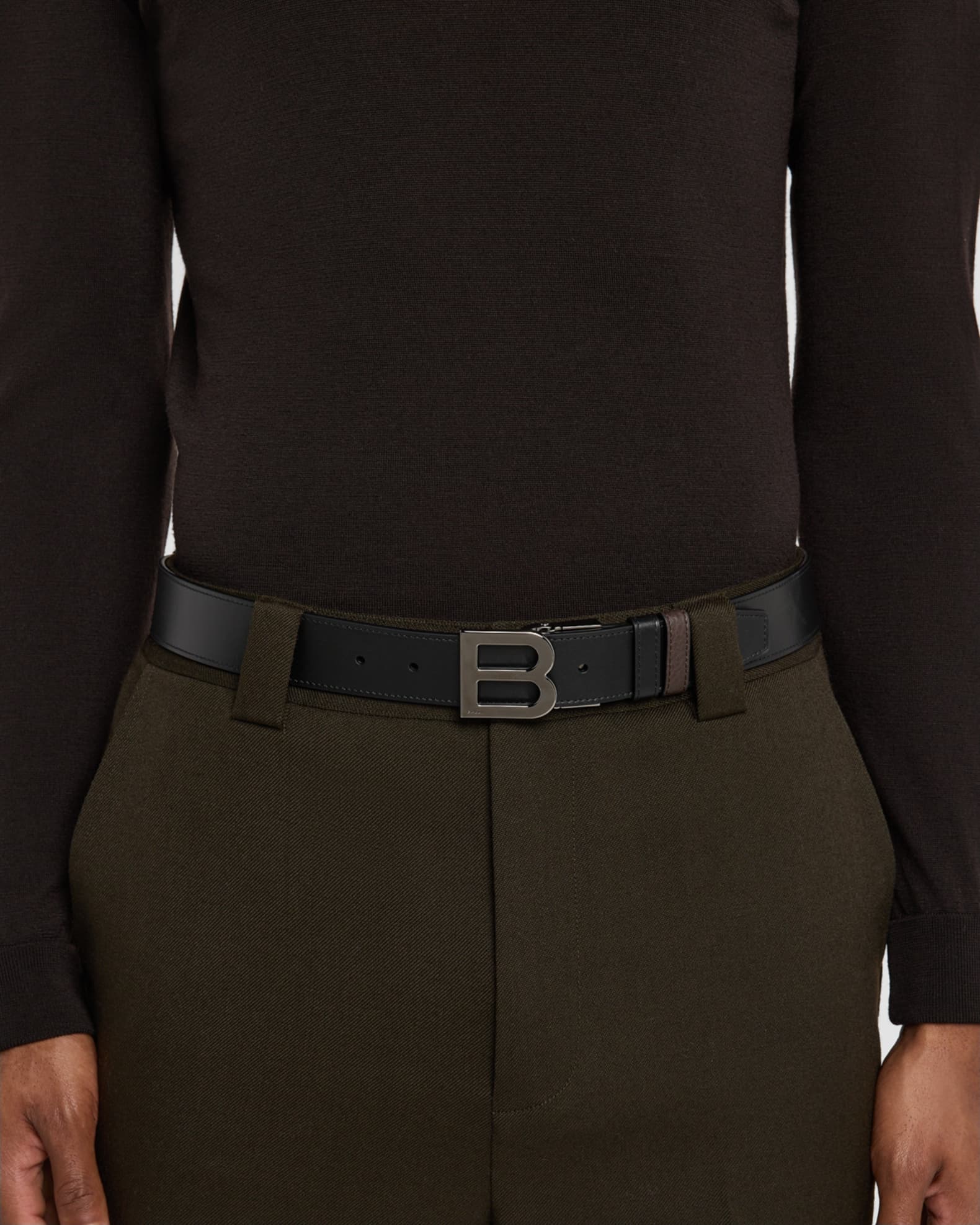 Men's B-Logo Reversible Leather Belt 1