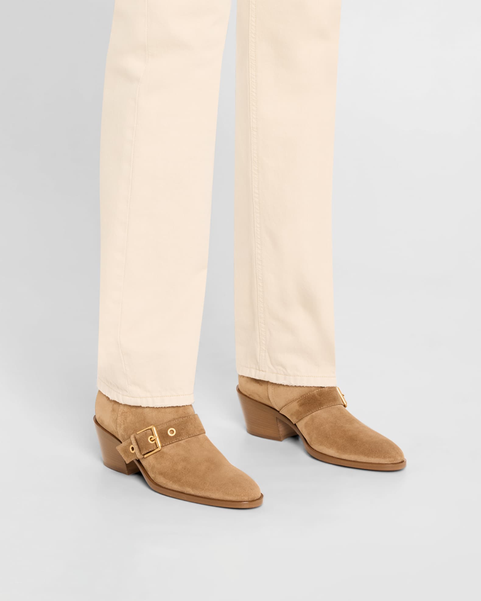 Suede Buckle Moto Booties 1