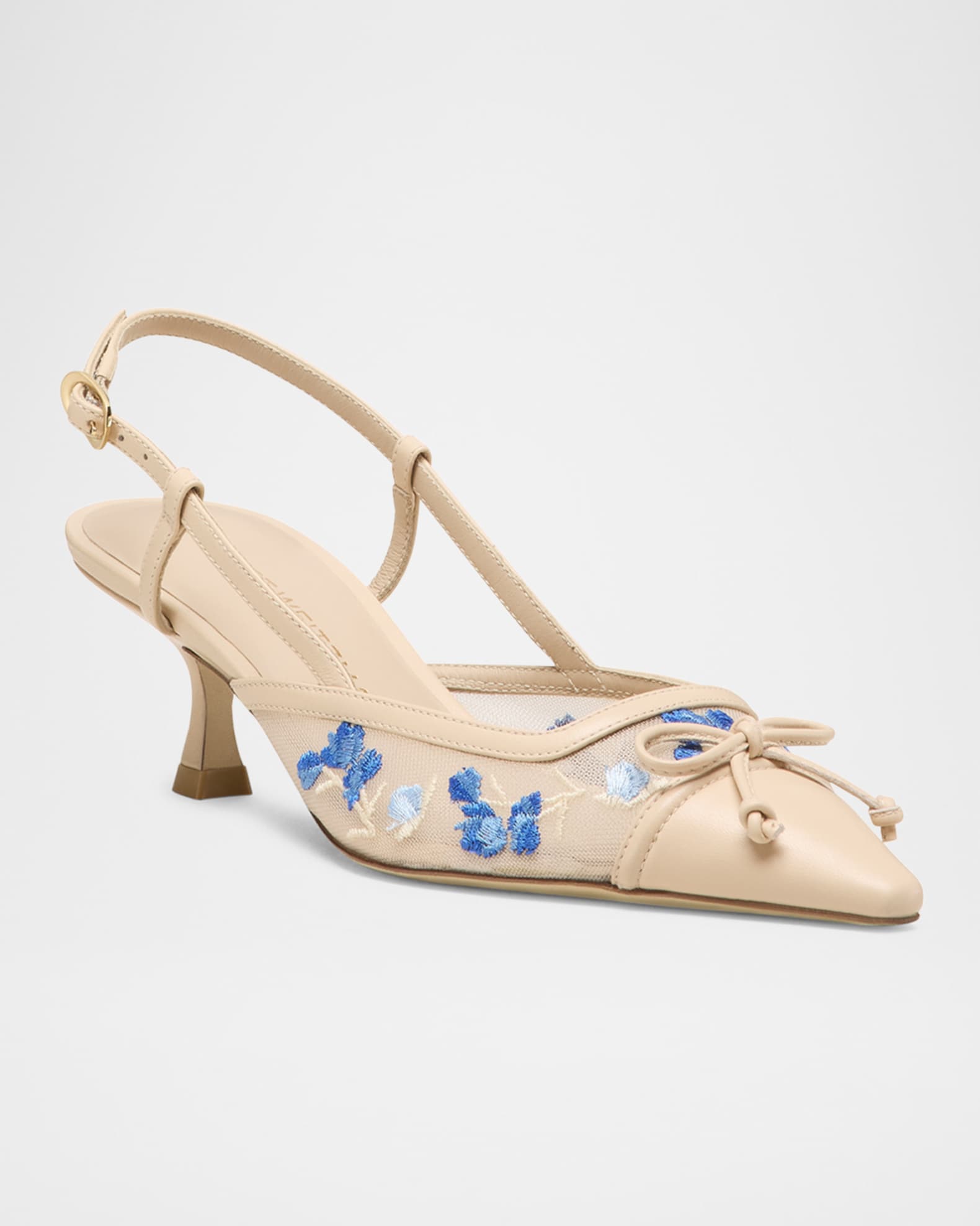 Kitty Embroidered Slingback Pumps 1