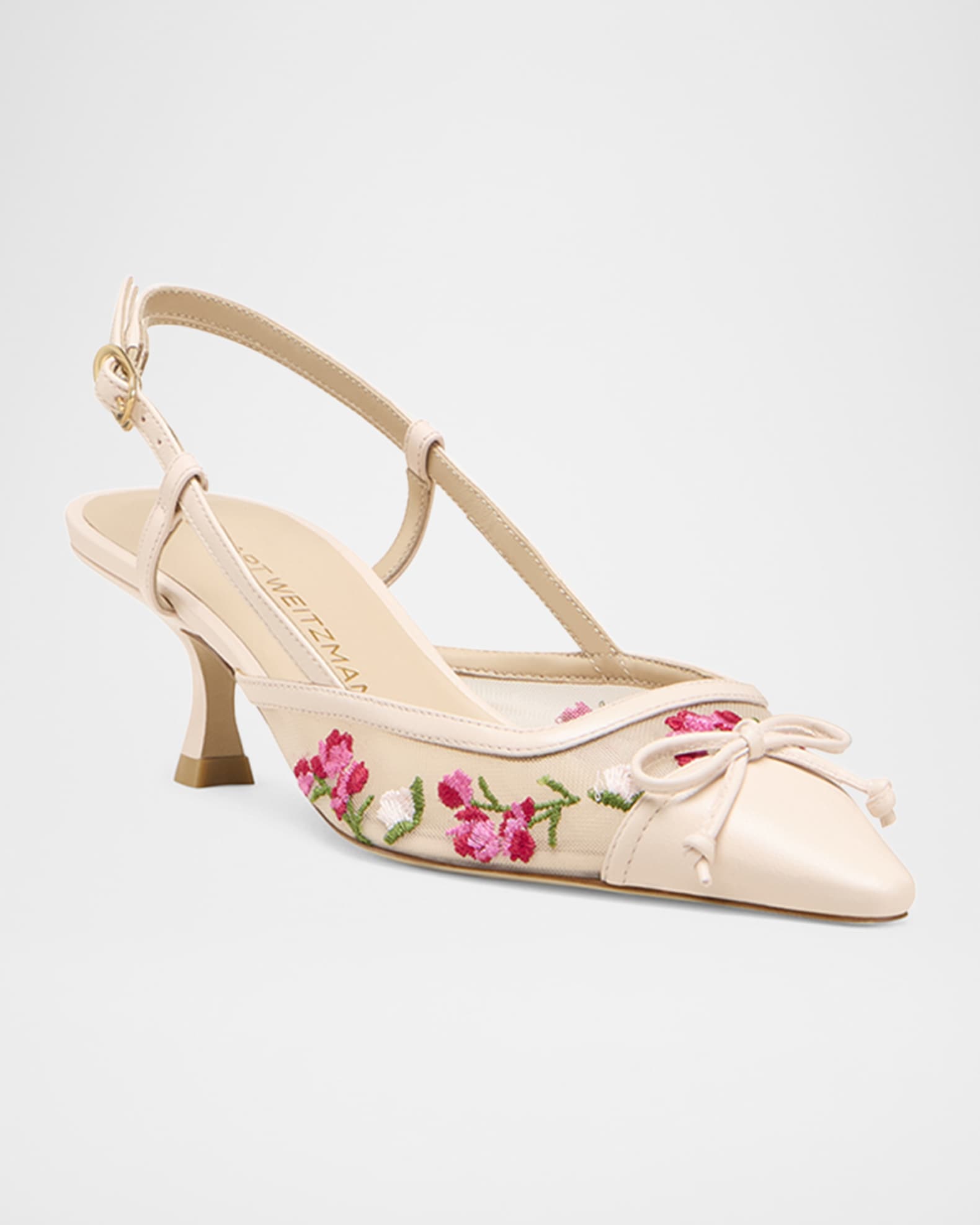 Kitty Embroidered Slingback Pumps 1