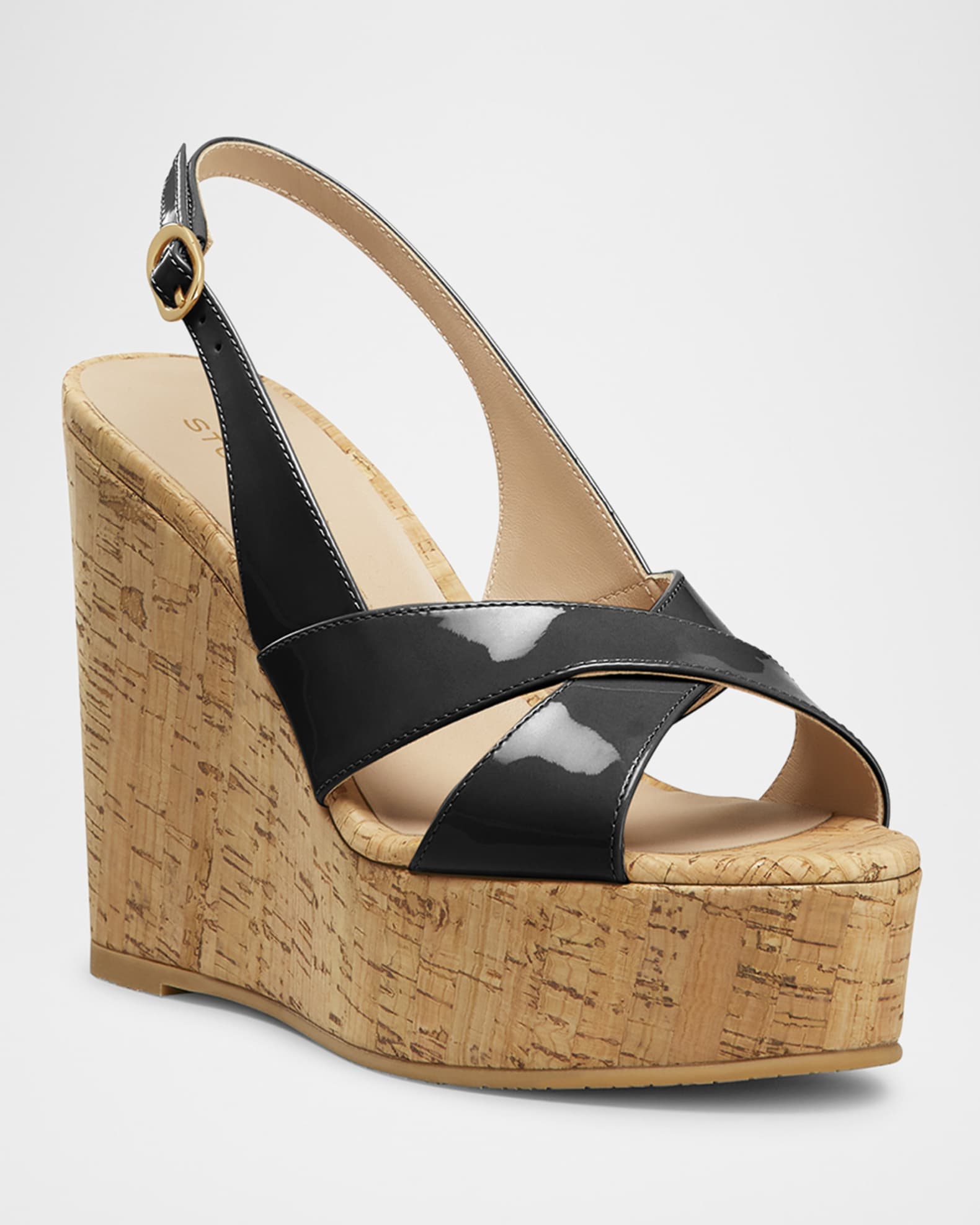 Dayna Patent Crisscross Wedge Platform Sandals - Thumbnail 2