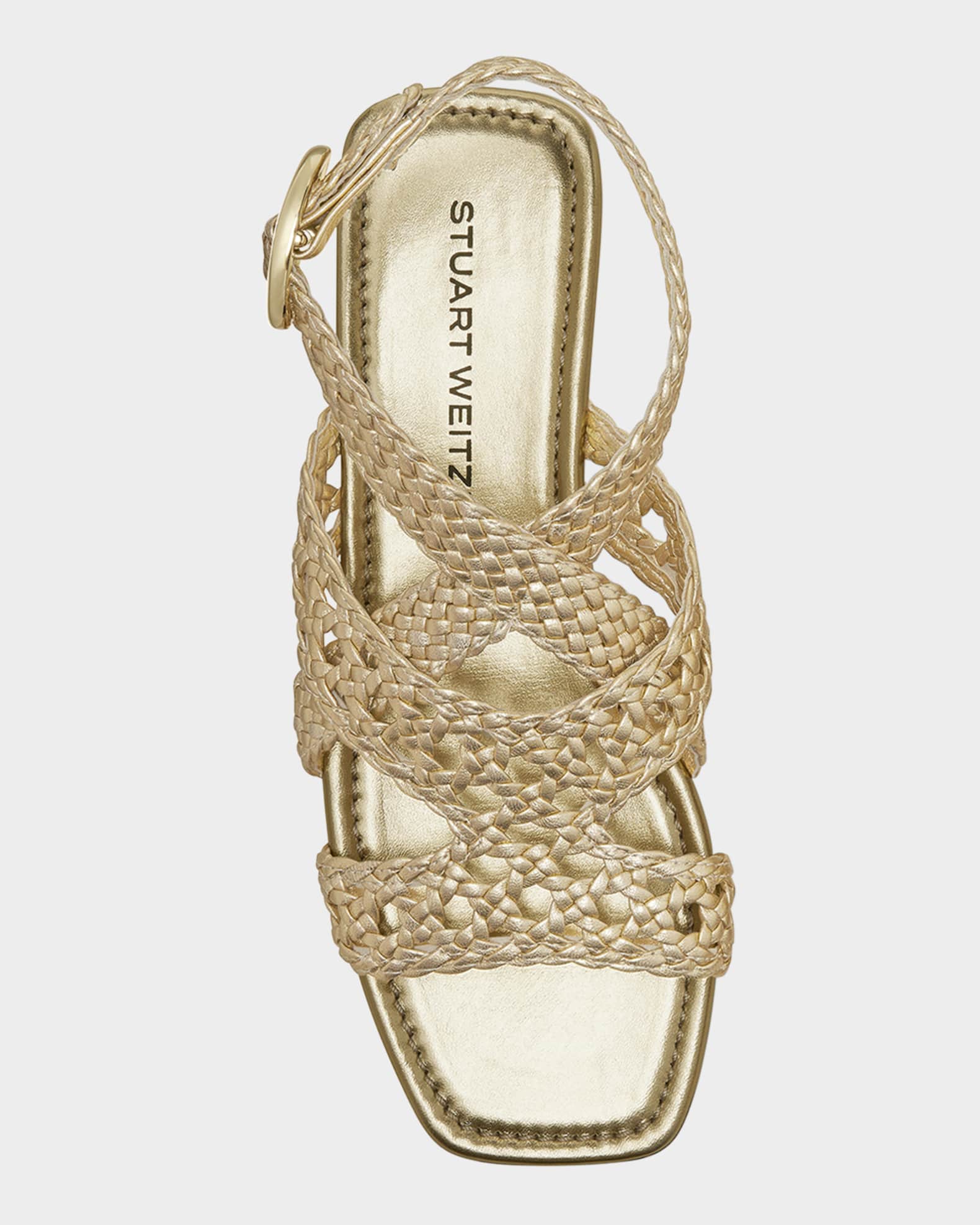 Stuart Weitzman Thea Metallic Braided Slingback Sandals