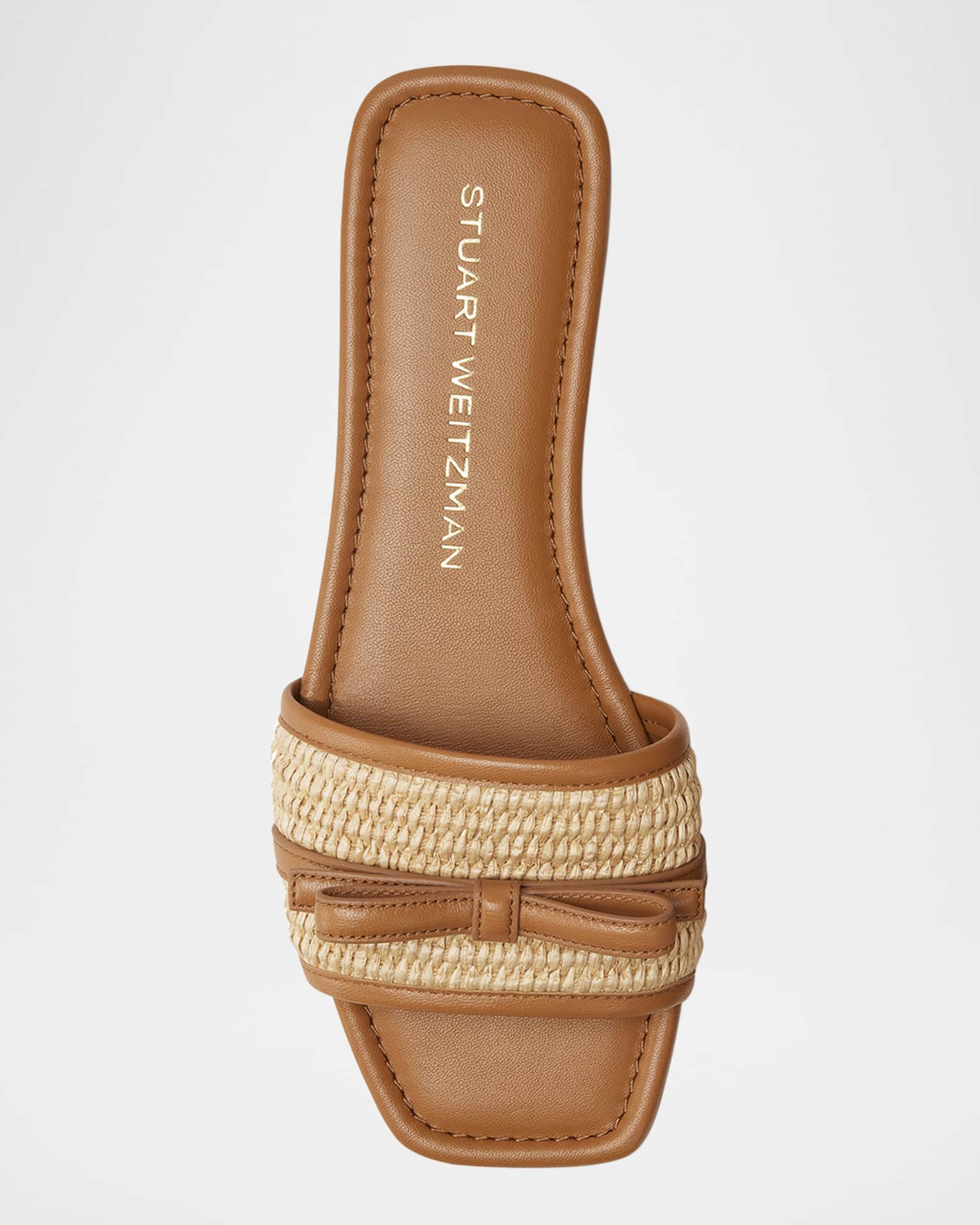 サンダル・ミュール Stuart Weitzman Woven Upper Brown Sandals With Delicate Bow Amazon.com | Stuart Weitzman Women's Felicity Bow Slides