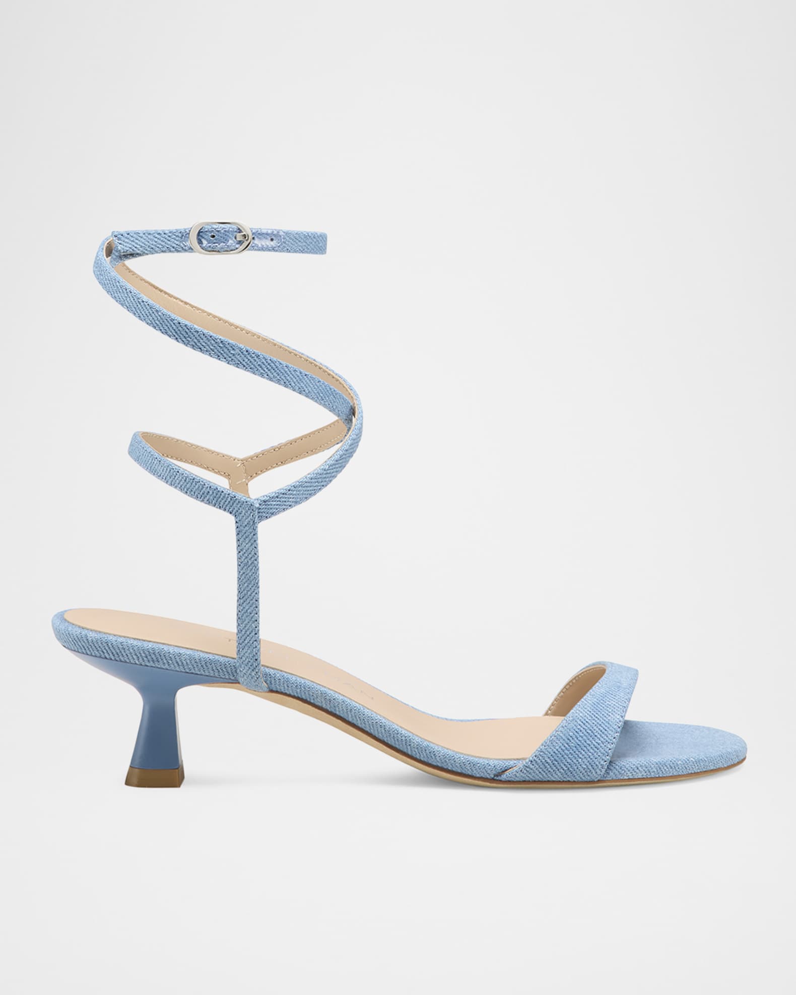 Nudist Denim Ankle-Strap Kitten Sandals 0